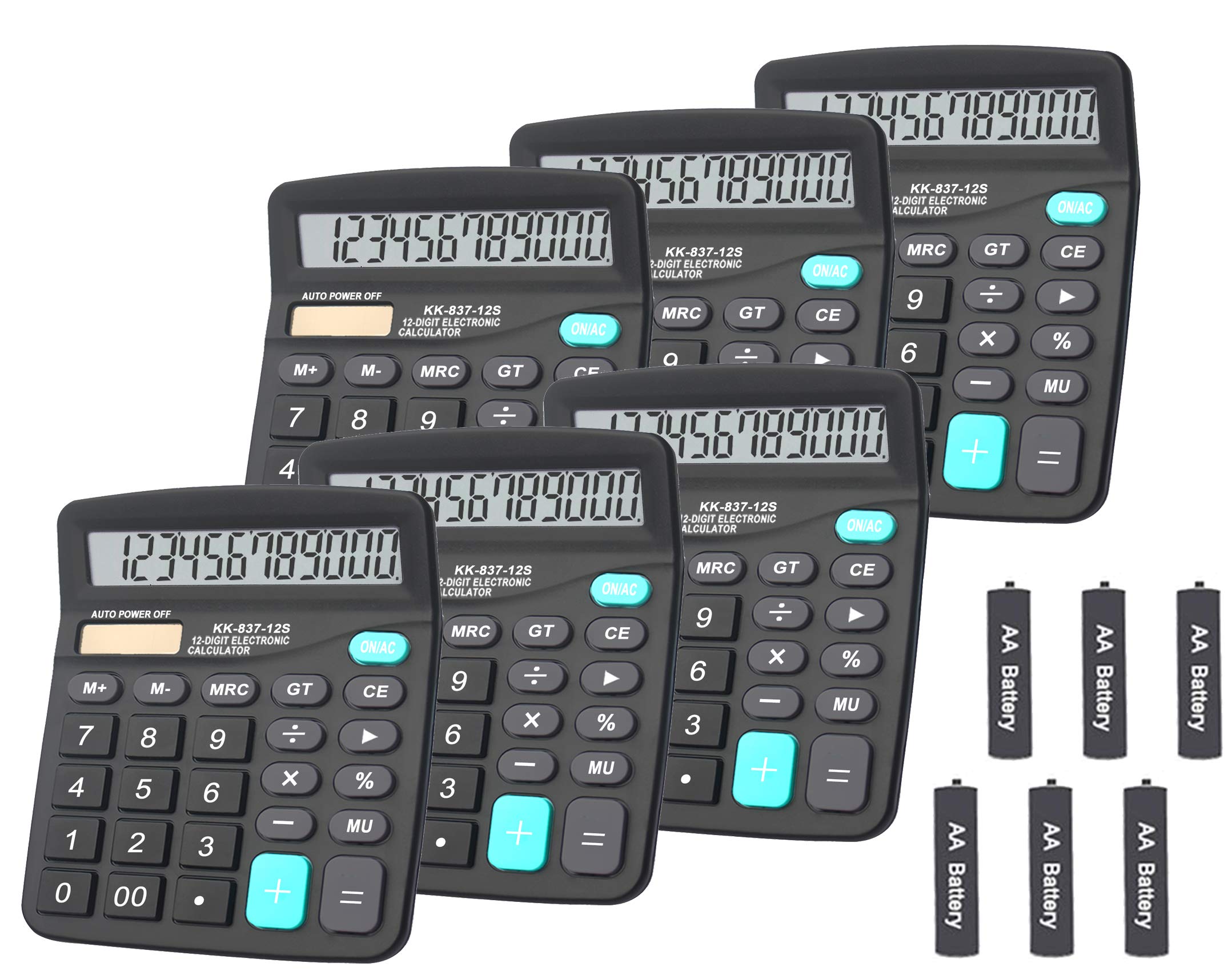 Calculadora básica, BESTWYA de 12 dígitos, calculadora de escritorio de mano con pantalla LCD grande con botón sensible