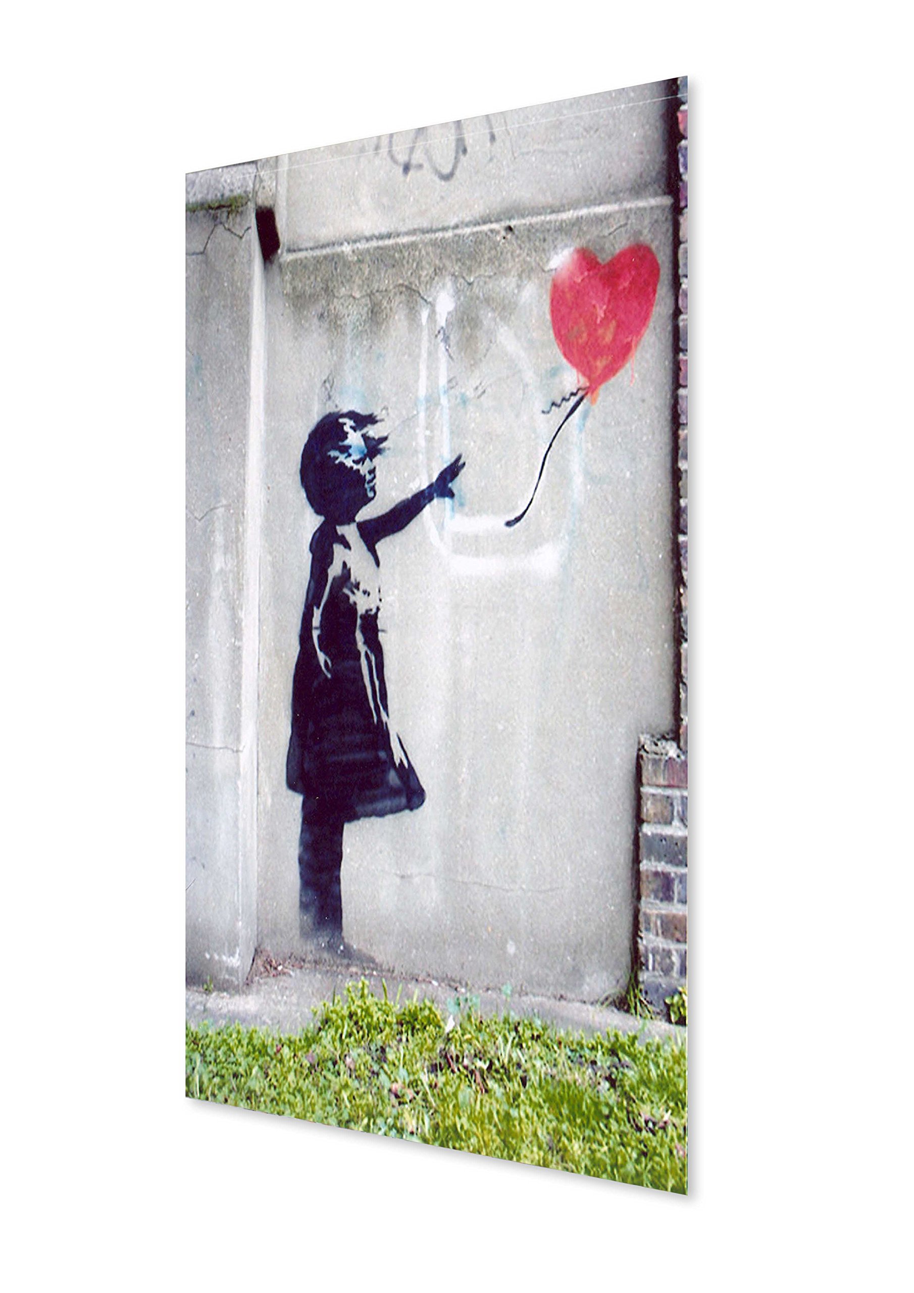 Banksy Love Heart Balloon Girl portrait Graffiti A2 Poster Print, Measures 23.5" x 16.5" (59.4 x 42 cm)