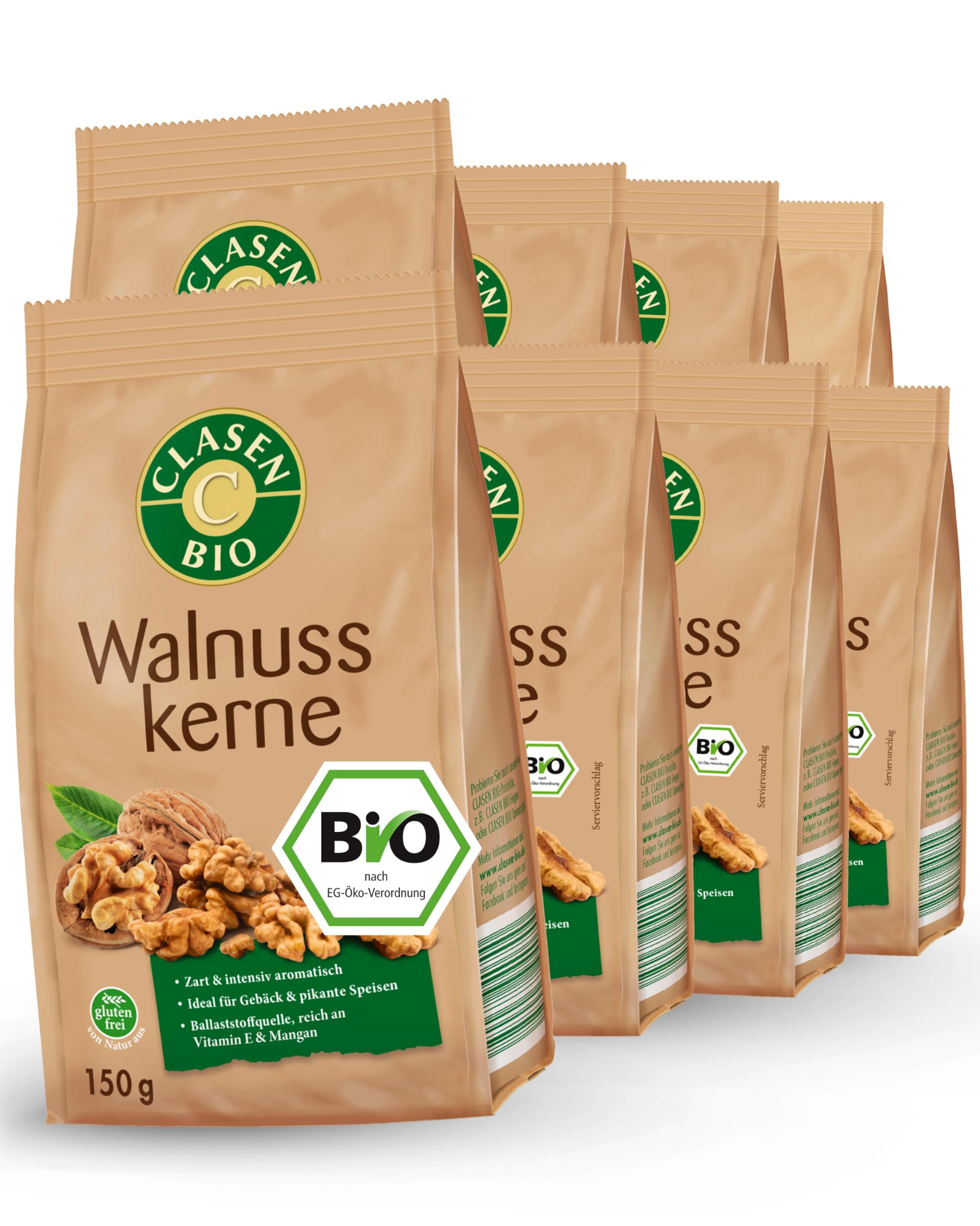8x CLASEN BIO Walnusskerne - 150g