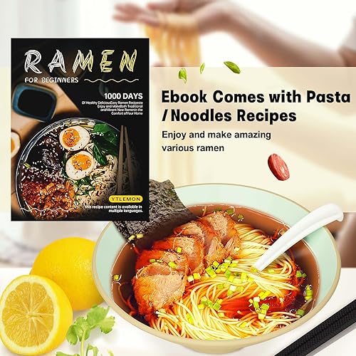 Miniatura 3 de Juego de tazones de ramen Plsatic, 2 juegos de 20 onzas de doble cara de colores a juego con palillos y cucharas para cereales de ensalada, vajilla