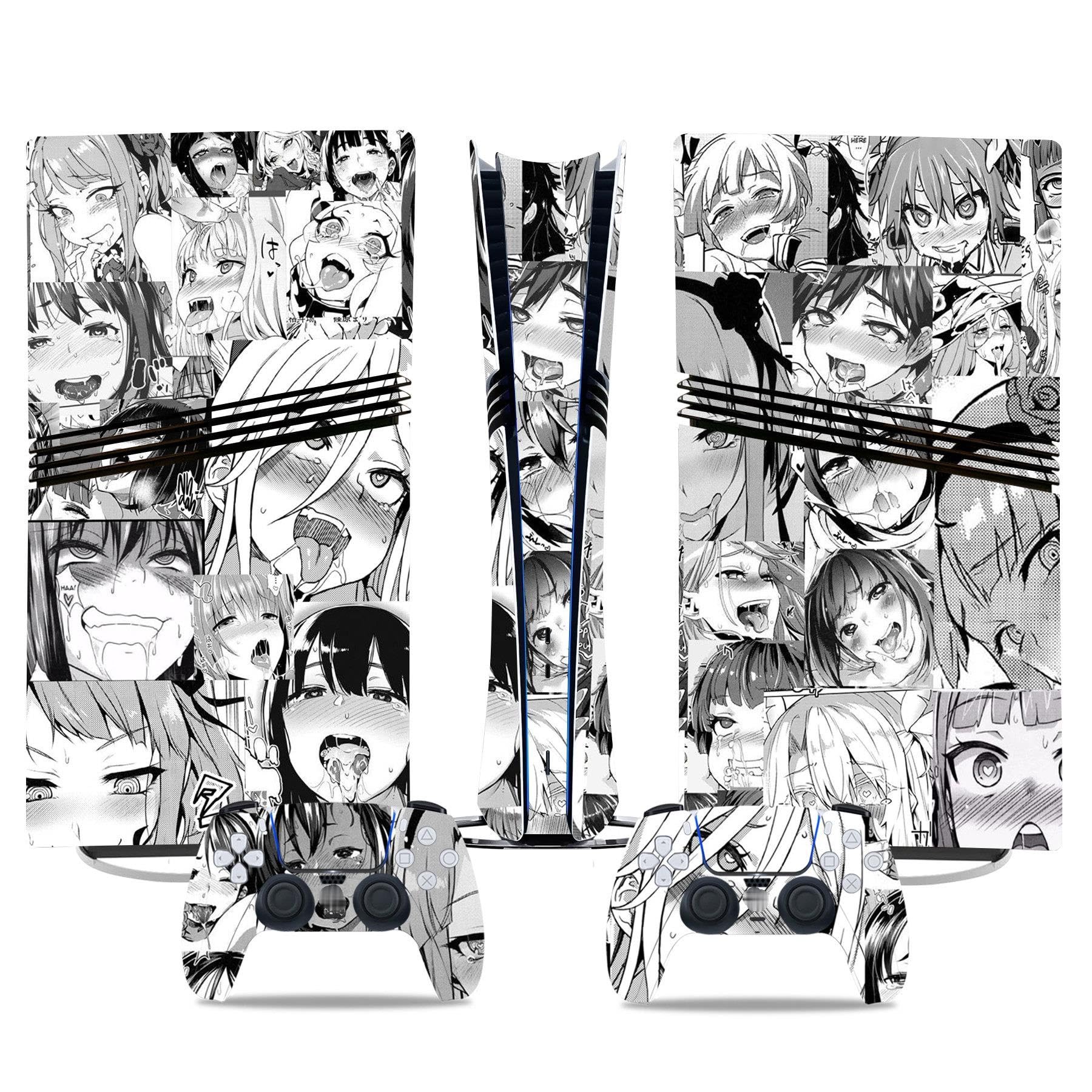 Anti Rayures Anime pour PS5 Pro Disk Edition Skin for Console and Controllers Vinyl Sticker Durable Scratch Resistant Compatible with for PS5 Pro 80207 sans Mousse