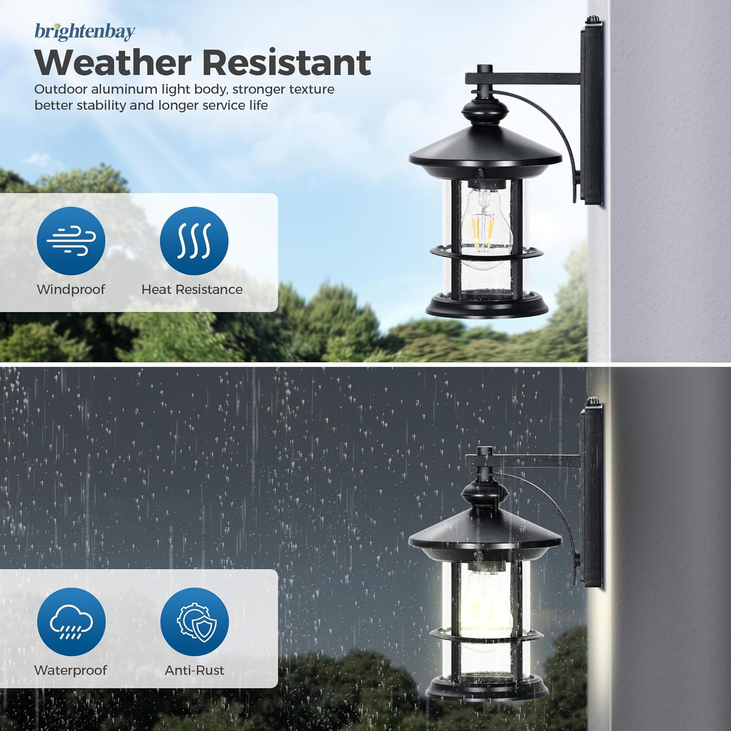 Outdoor Porch Lights,Dusk to Dawn Black Wall Lights Outdoor with 100% Die-cast Aluminum, Waterproof Exterior Wall Lights with E26 Socket, Great for Front Door, Garage, Porch, Patio