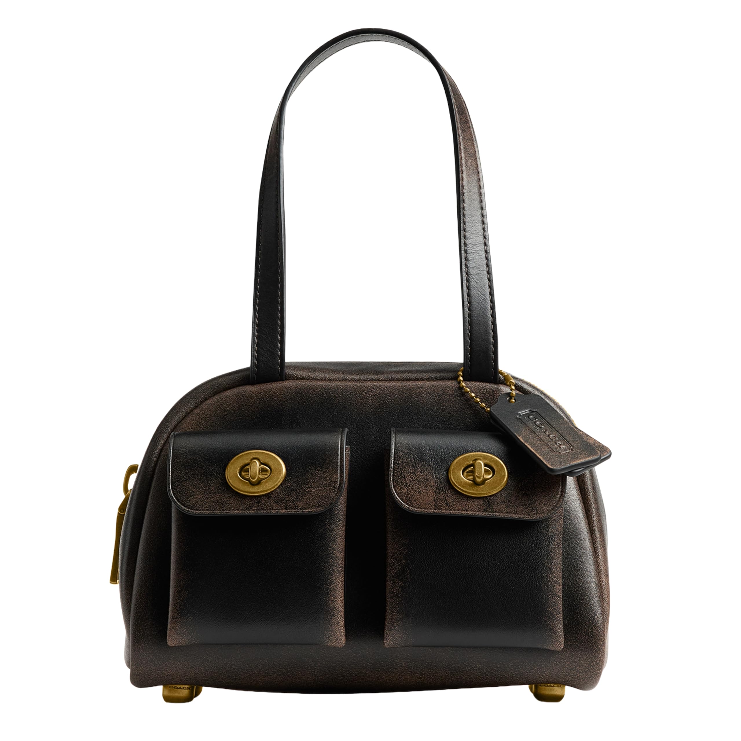Coach Twin Turnlock Bag 20 in Loved Leather, 1Z/Black : Amazon.com 