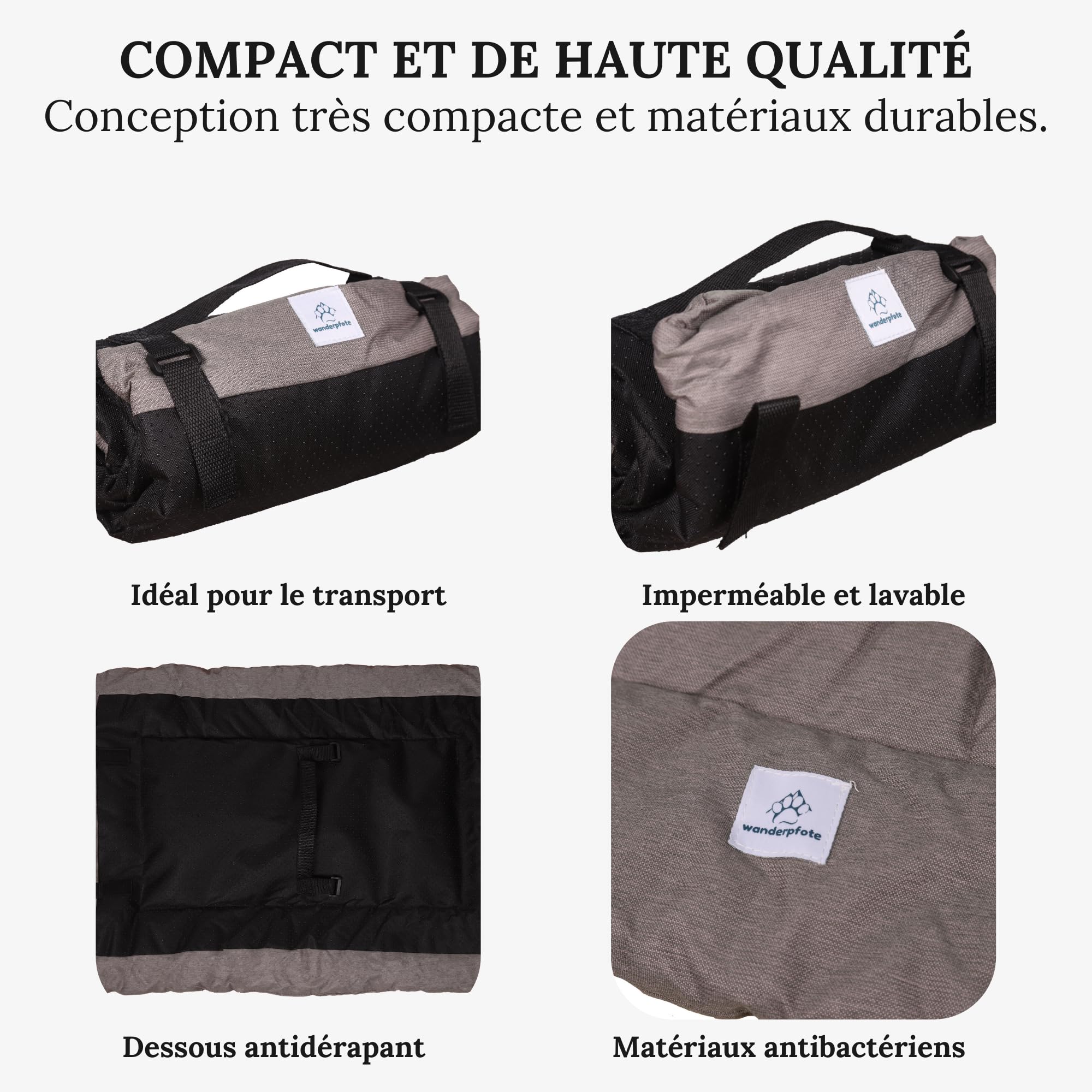 Tapis pour Chien, pour Les déplacements, Enroulable (Marron, M)