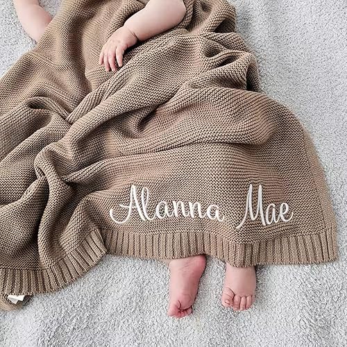 Miniatura 4 de Manta de bebé personalizada de lujo, manta bordada con nombre para bebé, manta de algodón suave y transpirable, regalo para bebé recién nacido,