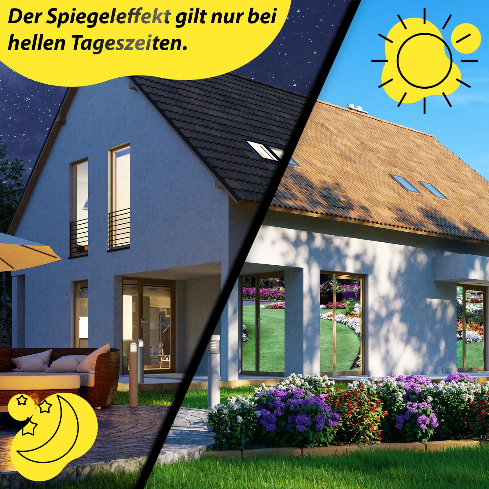 Midori UV-Schutz Sonnenschutzfolie | Selbstklebende Spiegelfolie 119 x 200 cm für Fenster Innen & Außen | Rückstandslose selbsthaftende Sichtschutz-Fensterfolie gegen Hitze & Sonne