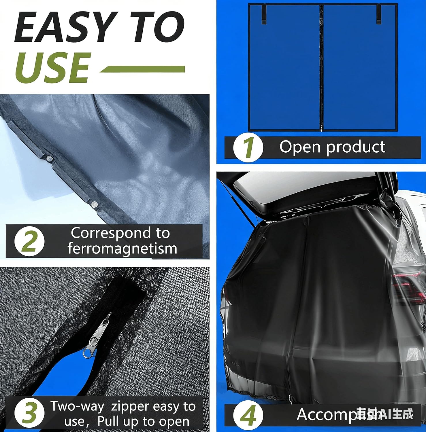 Car Tailgate Screen for Audi Q5 e-tron 3Y 2022-2026,Car Camping Tailgate Mesh Screen Ventilation Breathable and Anti-Mosquito Easy Installation,M
