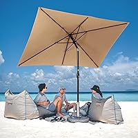 Vista 7 de Aok Garden Sombrillas de patio al aire libre de 10 x 6.5 pies para el interior de la piscina, sombrilla de mercado al aire libre con botón