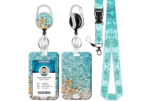 Beach Shell Lanyard for ID Badges, Wave Badge Reel Retractable Badge Holder...