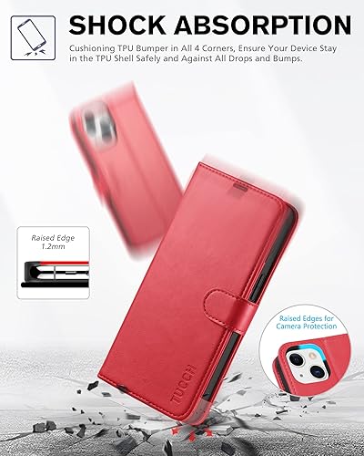 Miniatura 6 de TUCCH Funda tipo cartera para iPhone 13 de 6.1 pulgadas 5G, bloqueo RFID, soporte para ranuras para tarjetas funda interior de TPU a prueba de