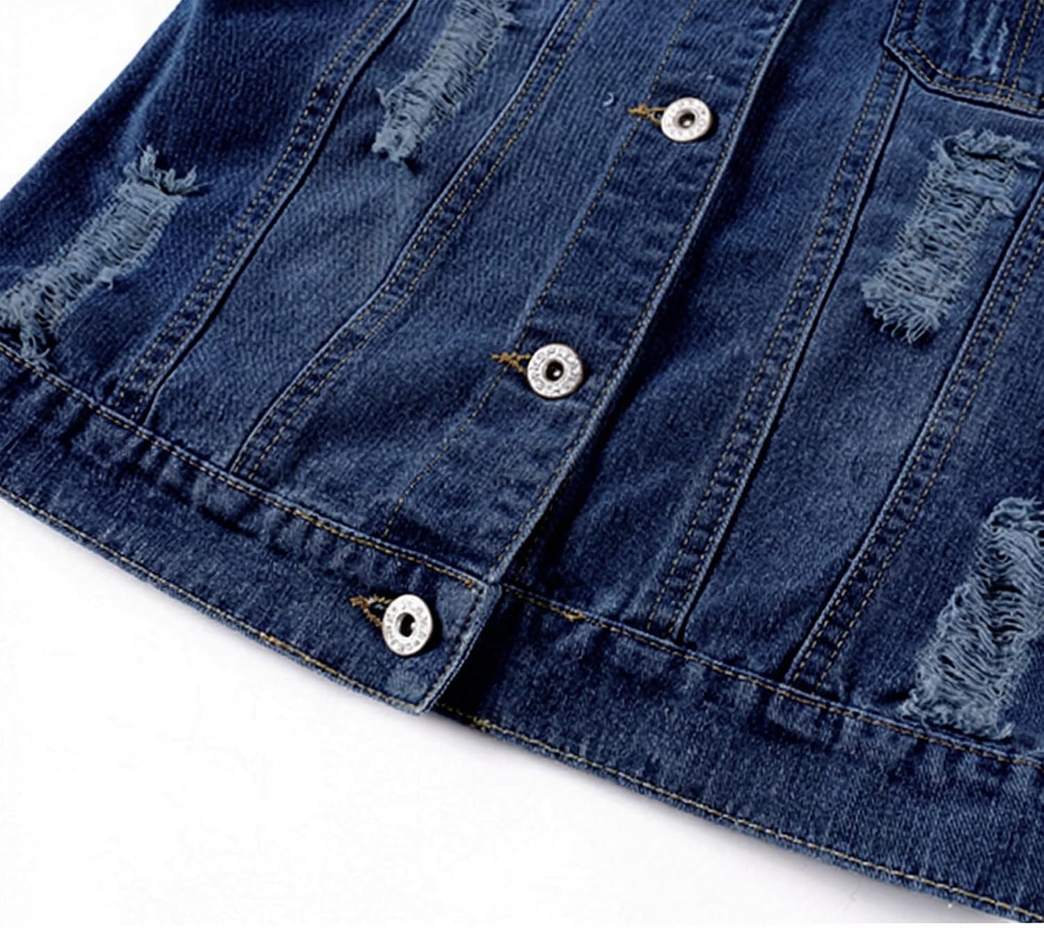 Hixiaohe Women Autumn 3/4 Sleeve Retro Short Denim Jackets Light Blue Jean Coats - Image 5