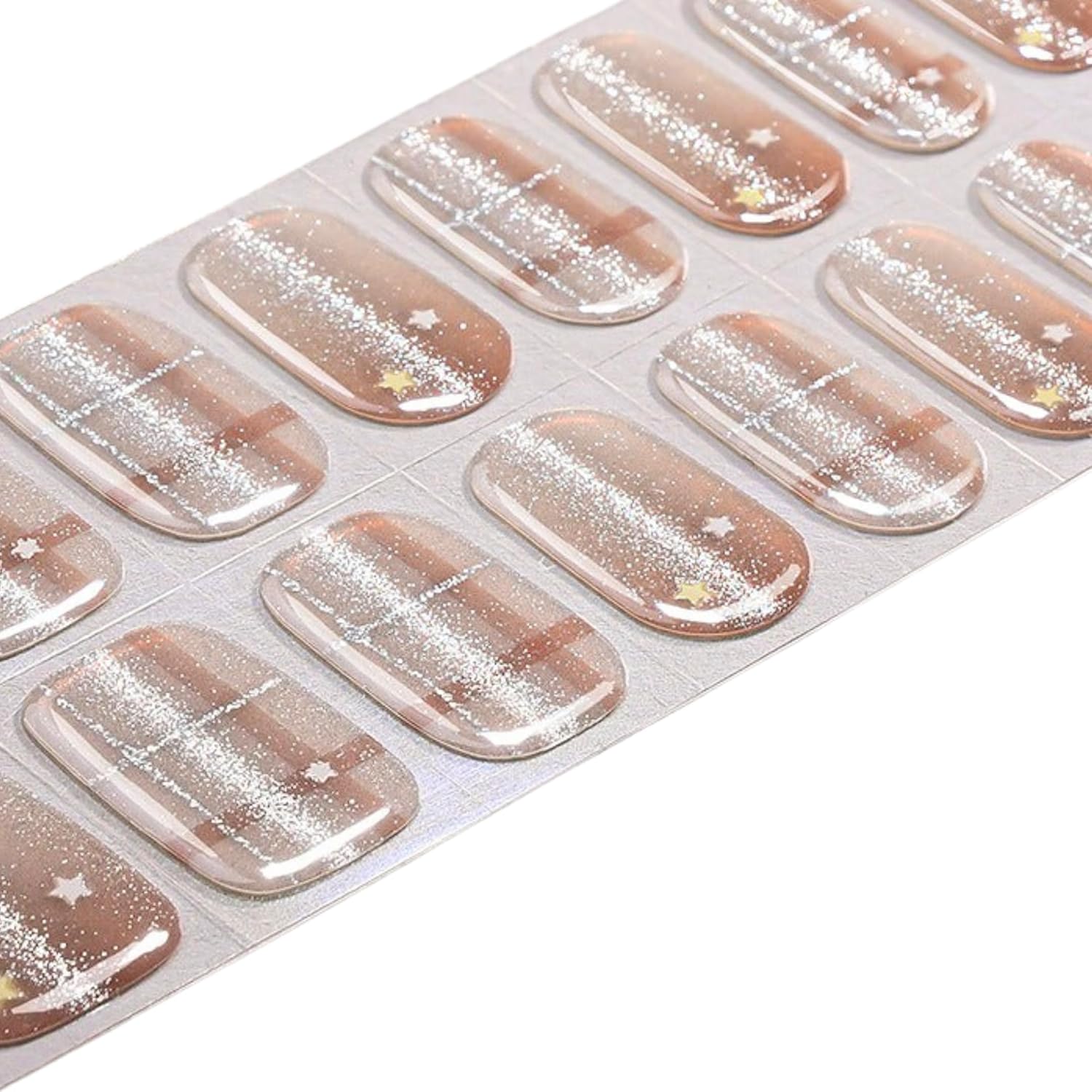 Silk Aura Nail Foils, Self-Adhesive Gel Nail Strips, No UV Needed, Gradient Glitter Shiny Nude Nail Stickers, Waterproof, Long-Lasting, Natural Manicure Design for Fingers & Toenails