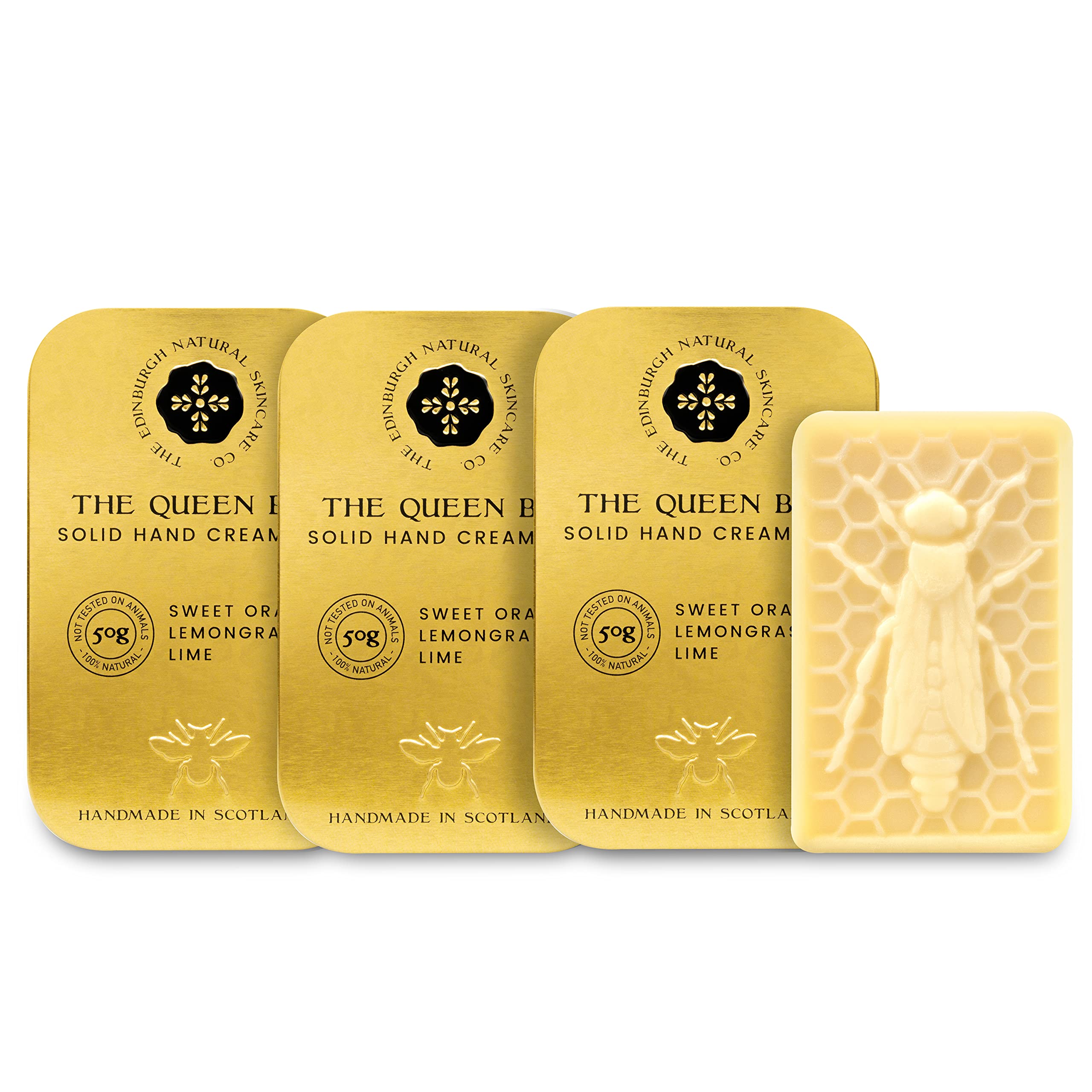 Queen Bee Hand Cream Bar X 3 – 100% Natural Moisturiser for Very Dry Hands | With Beeswax, Cocoa Butter & Coconut Oil | Long-Lasting, Travel-Friendly, Cruelty-Free, Ideal for Gifting | 50g