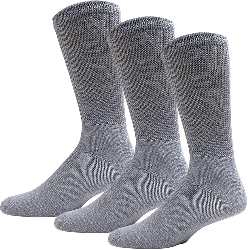 Vista 59 de Calcetines de algodón para neuropatía diabética grandes y altos, tamaño King para hombre atléticos y calcetines de cuarto (tamaño: 13-16), Cuarto