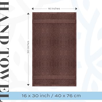 White Classic 6 Luxury Brown Hand Towels 16 x 30 and 12 Luxury Washcloths 13 x 13 | Cotton, Highly Absorbent and Quick Dry for Hotels, Spa and Bathroom