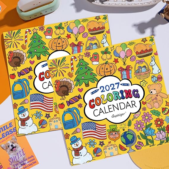 2027 Calendar - Coloring Wall Calendar 12 Monthly, Jan.2027 - Dec.2027