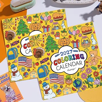 2027 Calendar - Coloring Wall Calendar 12 Monthly, Jan.2027 - Dec.2027