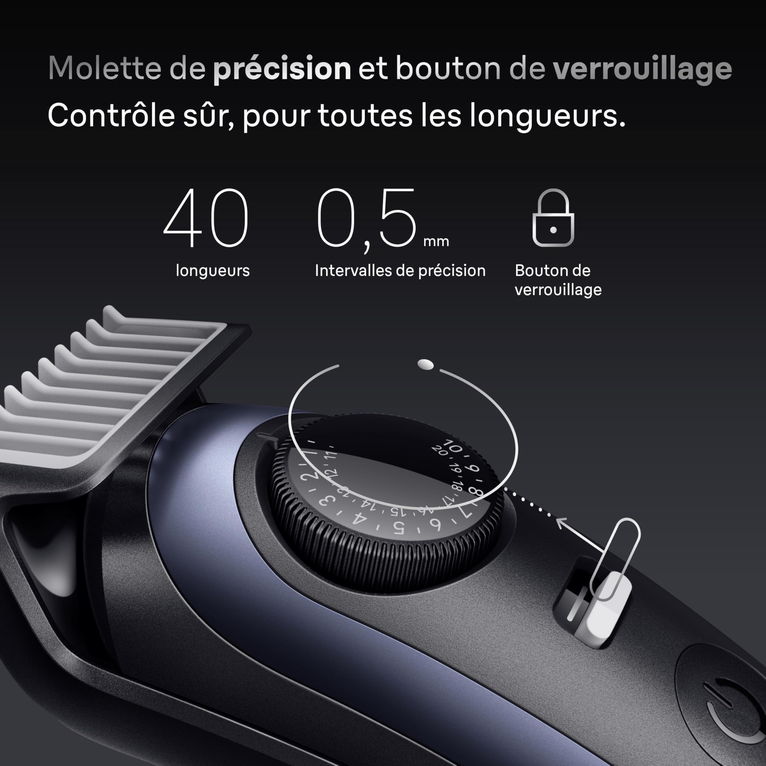 Braun Tondeuse Barbe Homme Series 7 BT7520, Bleue – Etanche, Batterie Rechargeable, Lame ProBlade, 40 Réglages de Longueur, Coffret avec +6 Outils de Barbier, Pochette