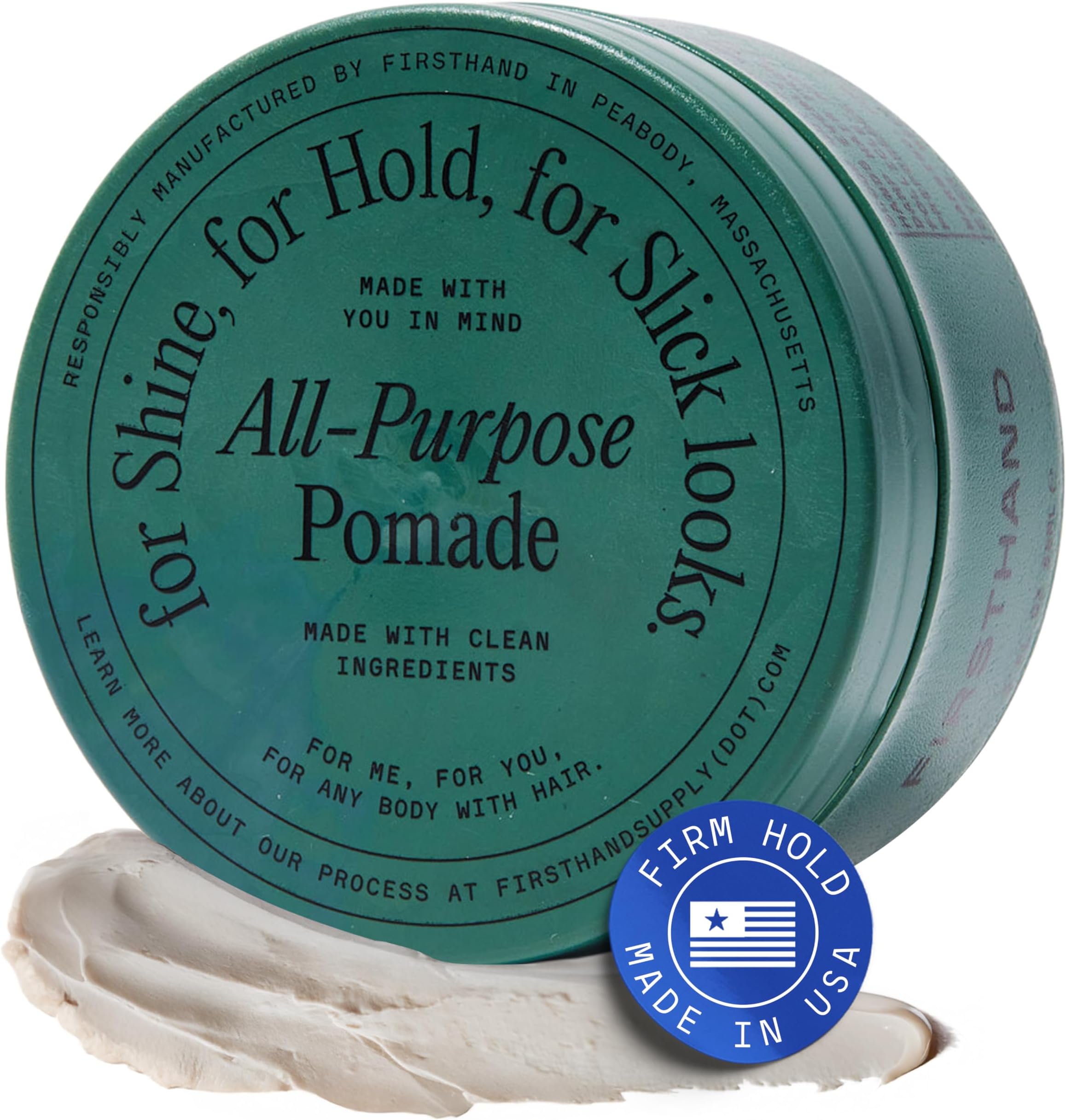 Firsthand Supply All-Purpose Hair Pomade for Men & Women - Flexible Firm Hold with Natural, Low Shine – Organic, Water Based Pomade - Nourishing Aloe & Shea Butter - All Hair Types & Lengths - 3oz