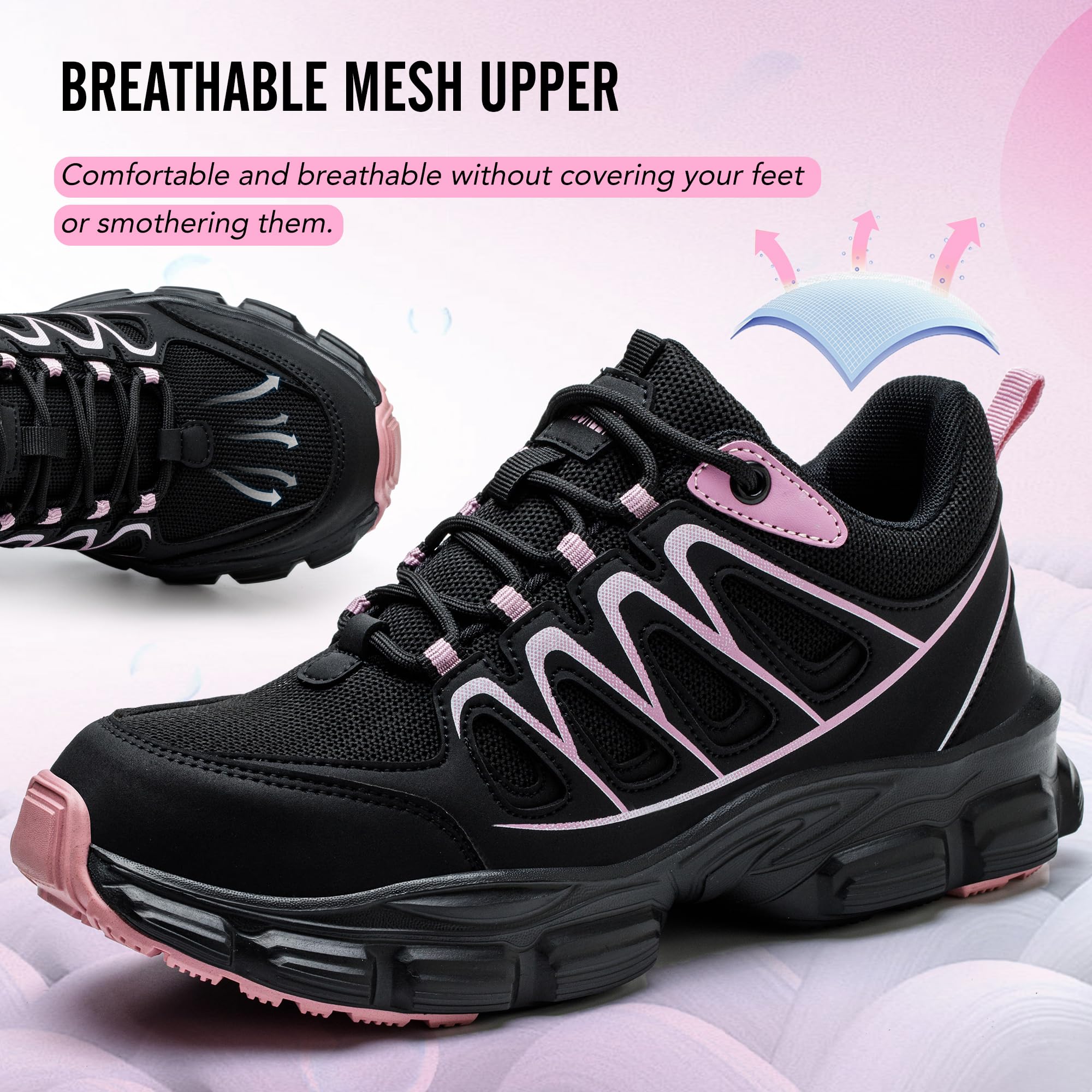 Scarpe da ginnastica antinfortunistiche da donna con puntale in acciaio, scarpe antinfortunistiche da lavoro, leggere, traspiranti, industriali, antiscivolo, a prova di foratura