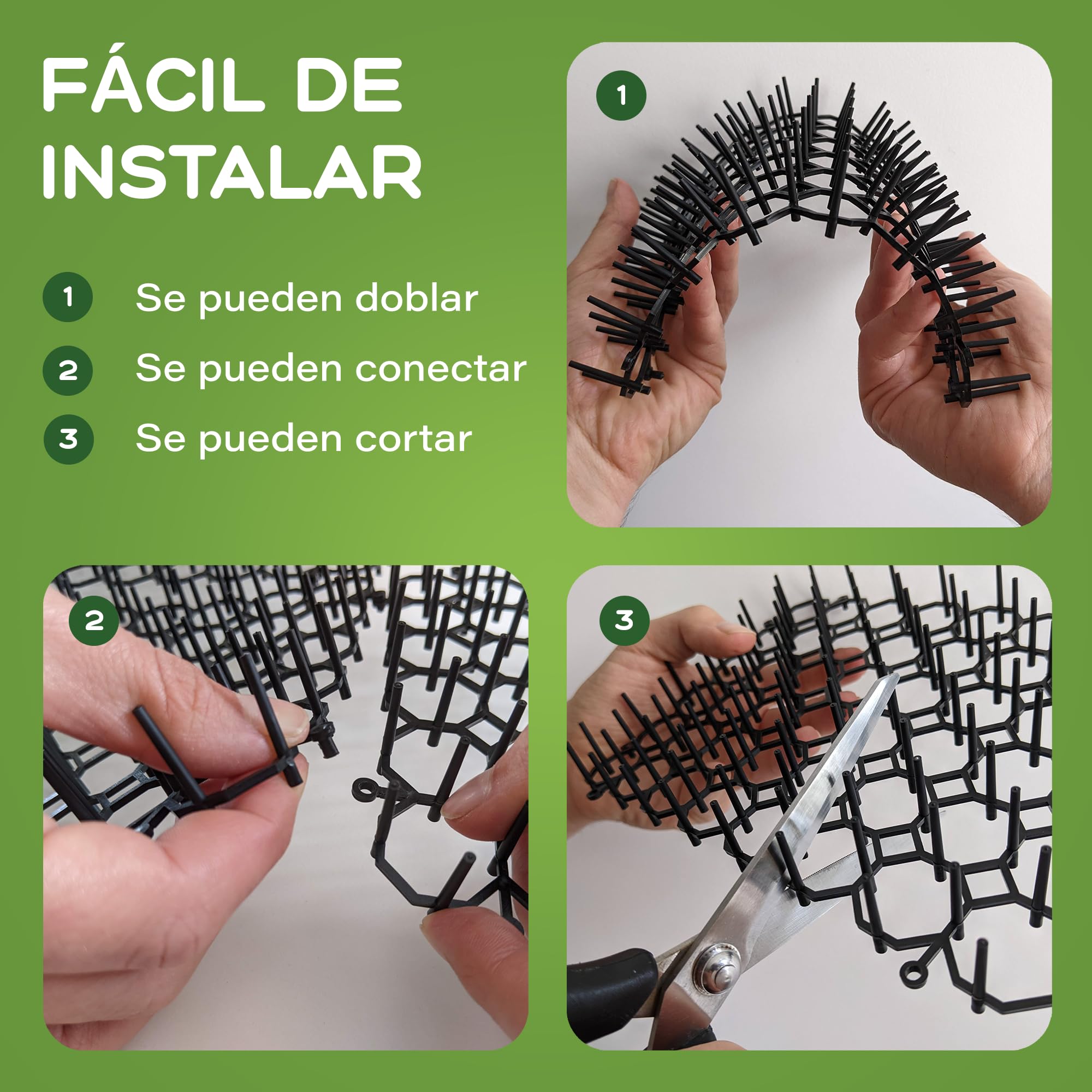 Pinchos Anti Gatos, 12 Alfombrillas 15x20cm + 12 Anclajes + 20 Bridas. Repelente para Gatos Jardin, para Interior y Exterior Mantiene Alejados a los Gatos (12 Alfombrillas 15x20 cm)