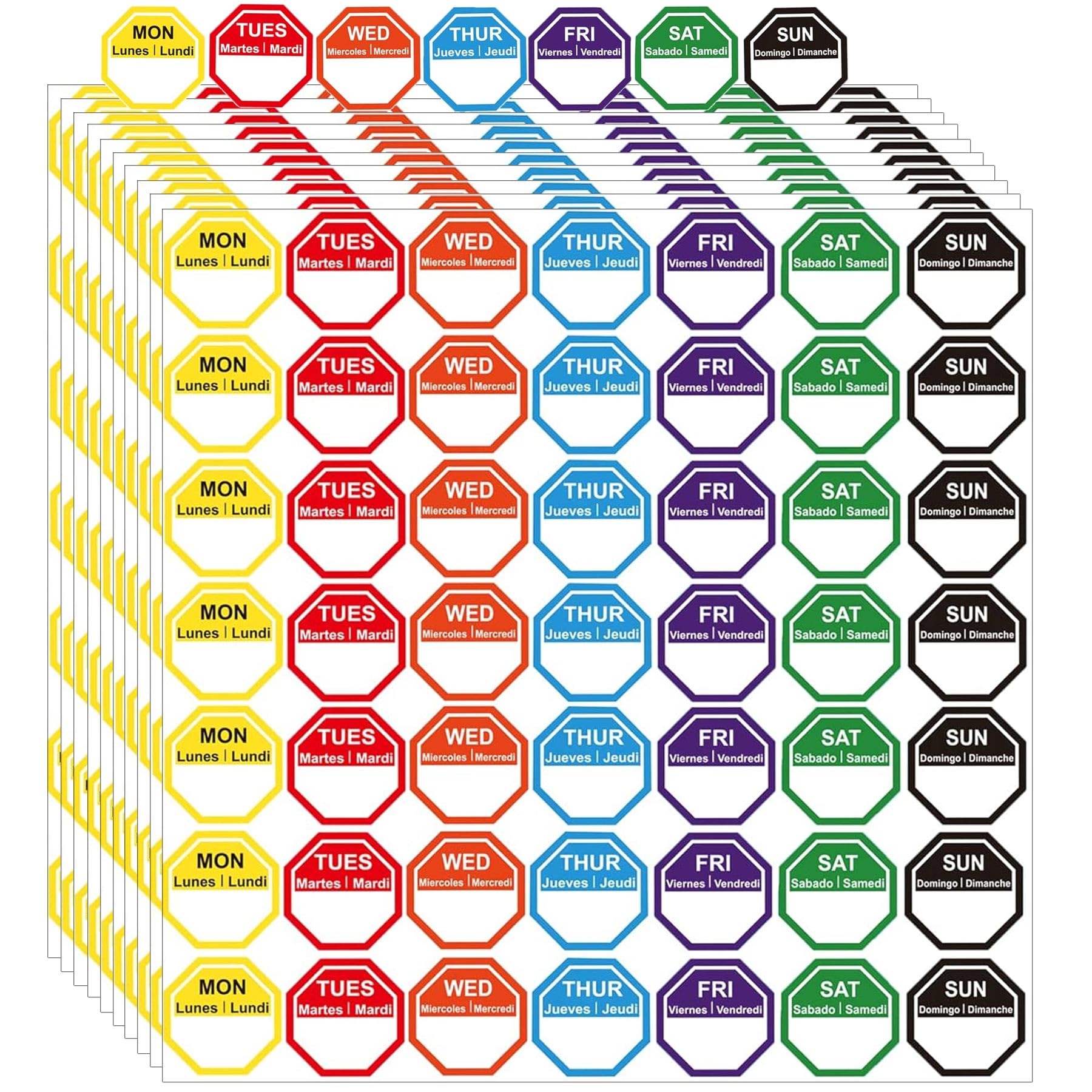 7 Days of The Week Labels Color Coding Dot Stickers-Self Adhesive Mon, Tue, Wed, Thurs, Fri, Sat Sun Day Labels-1 Inch Color-Coded Food Rotation Labels 700 Pcs Color Coding Dot Self Adhesive Stickers