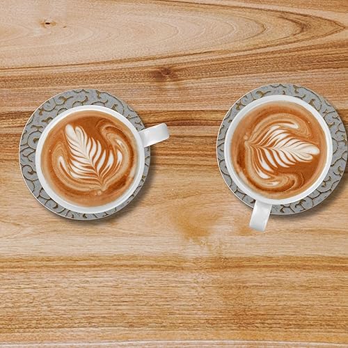 Miniatura 2 de VMila Posavasos para bebidas, juego de 6 posavasos de cuero absorbentes con soporte para posavasos, perfectos para mesa de café y escritorio de