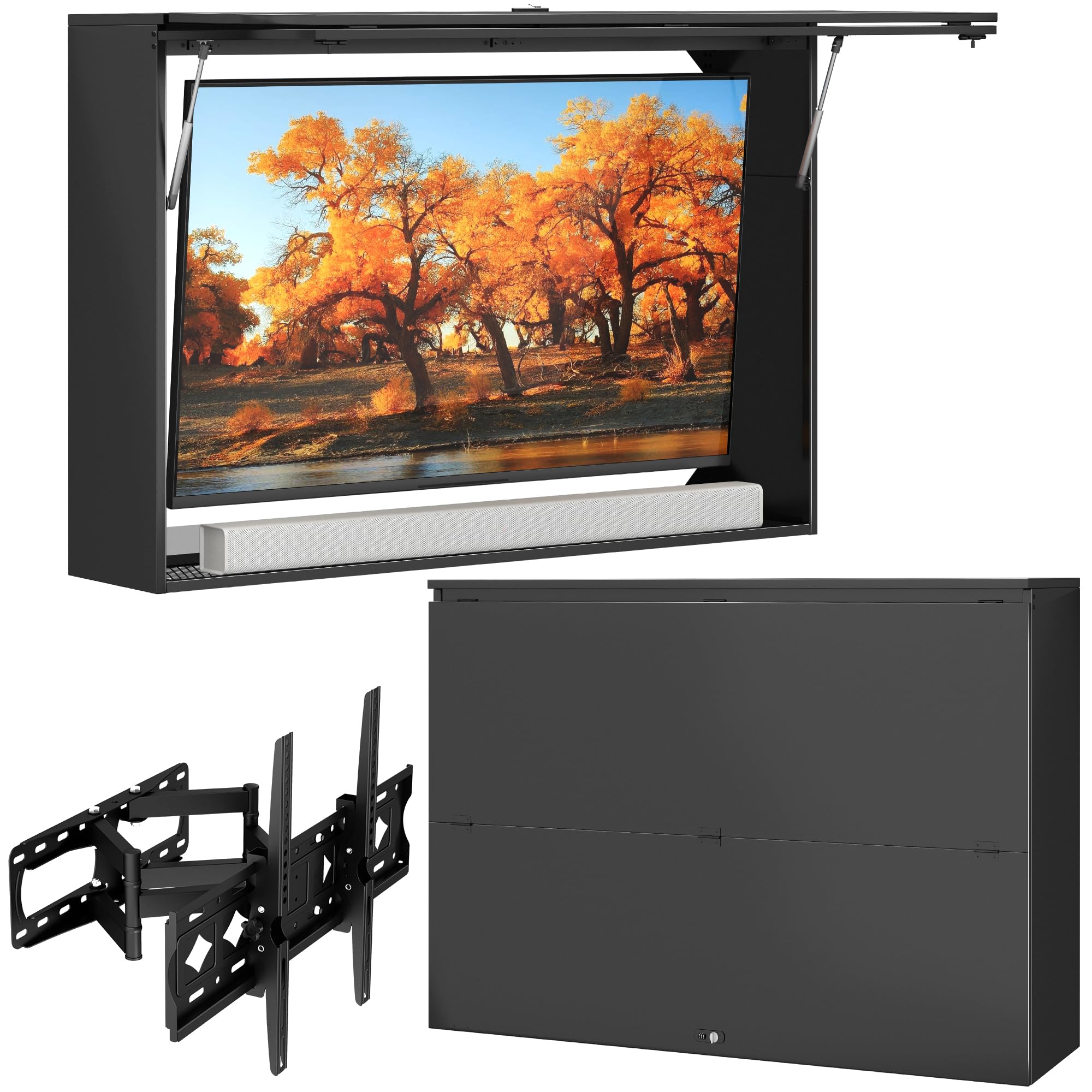 Custodia TV da esterno impermeabile, box protettiva TV con chiusura per televisori 32–55 pollici, protezione antifurto impermeabile per uso esterno, balcone e terrazza con supporto a parete