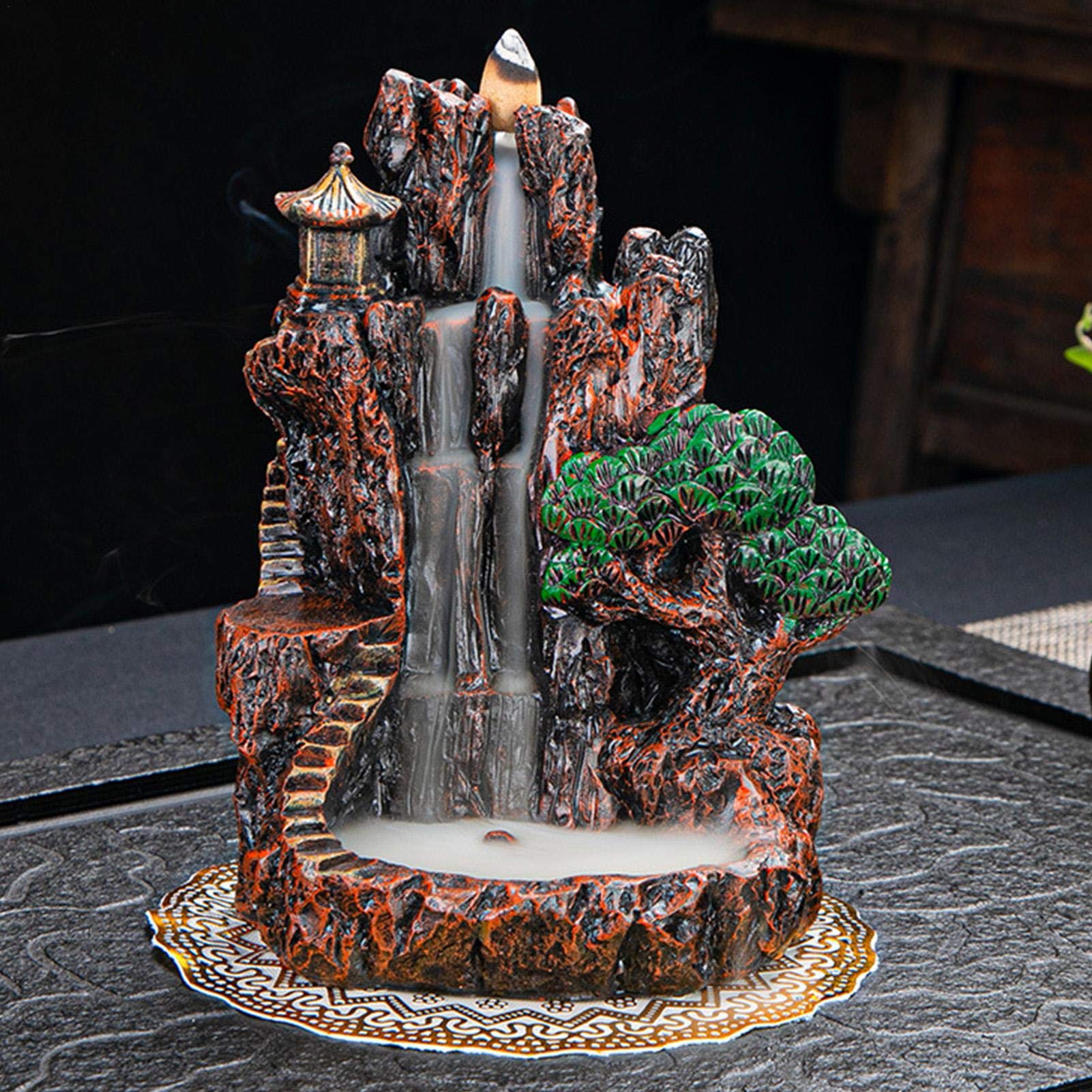 Ruilonghai Waterfall Incense Holder, Dragon Incense Burner, Backflow Incense Burner, River Mountain Incense Holder, Resin Material