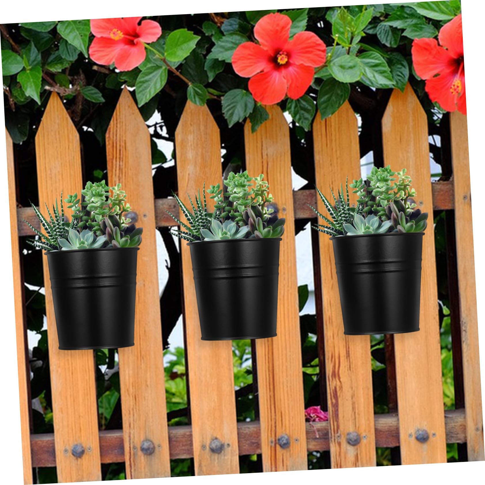 GALPADA Fioriere Sospese in Metallo per Piante da Interno ed Esterno, Set 6 Pezzi Nero Fori, Portavasi da Balcone e Patio per Decorazione Rustica e Multiuso