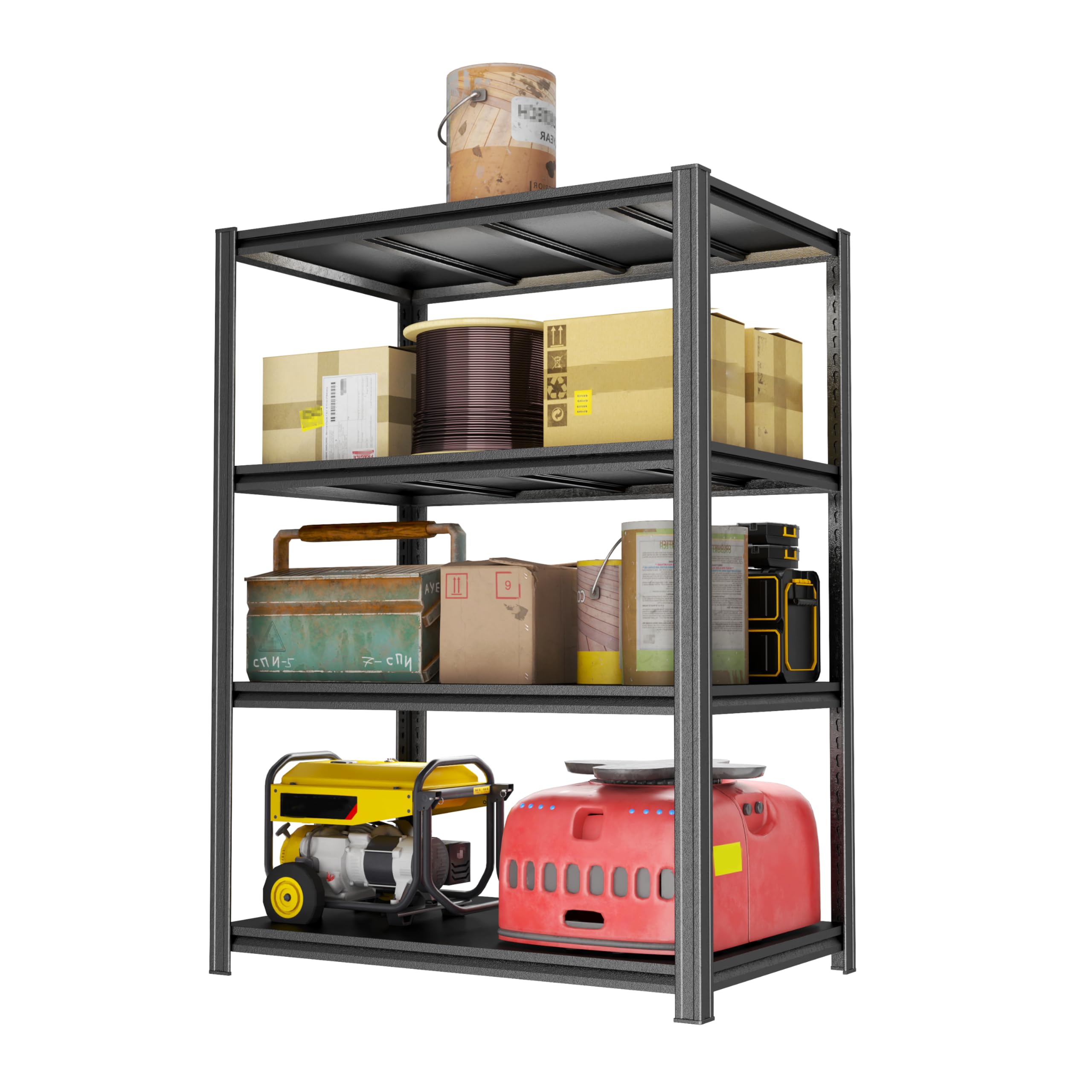 metal garage shelving unit heavy duty 4-tier adjustable storage rack steel shelving2000 lbs capacity industrial shelves for heavy tools and equipment 4-tier 5434 h x 4034 w x 1834 d