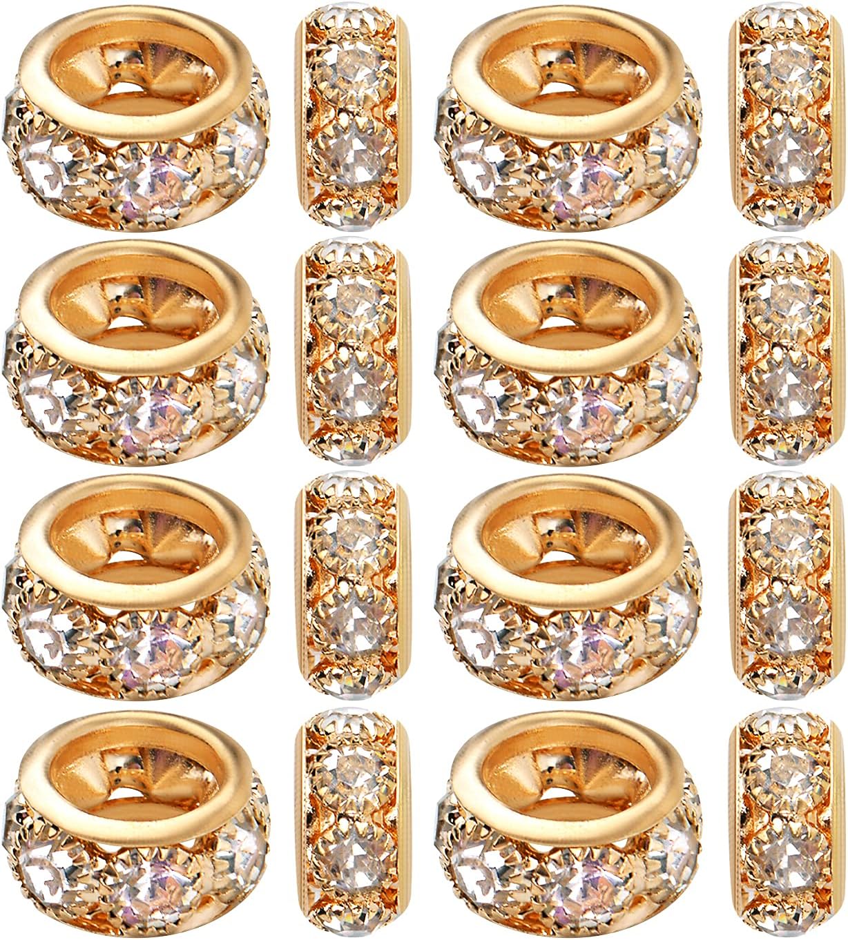 Amazon.com: European Rhinestone Spacer Beads, 40pcs Gold Plated Crystal ...