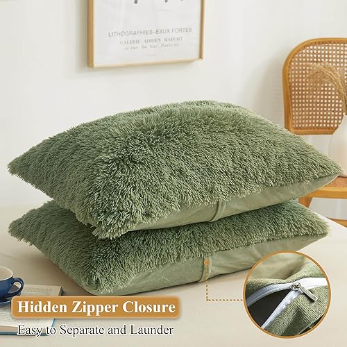 Miniatura 3 de XeGe Fundas de almohada de piel sintética, fundas de almohada de felpa esponjosa de lujo, fundas de cojín decorativas peludas para sofá, cama, sofá