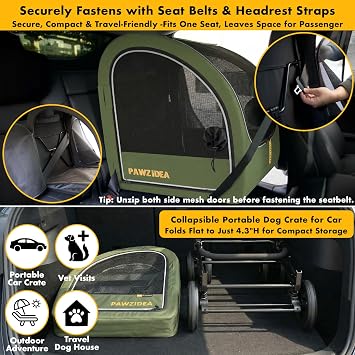 PAWZIDEA 3-in-1 Large Dog Stroller with Detachable Carrier, 45% Extra Tall
