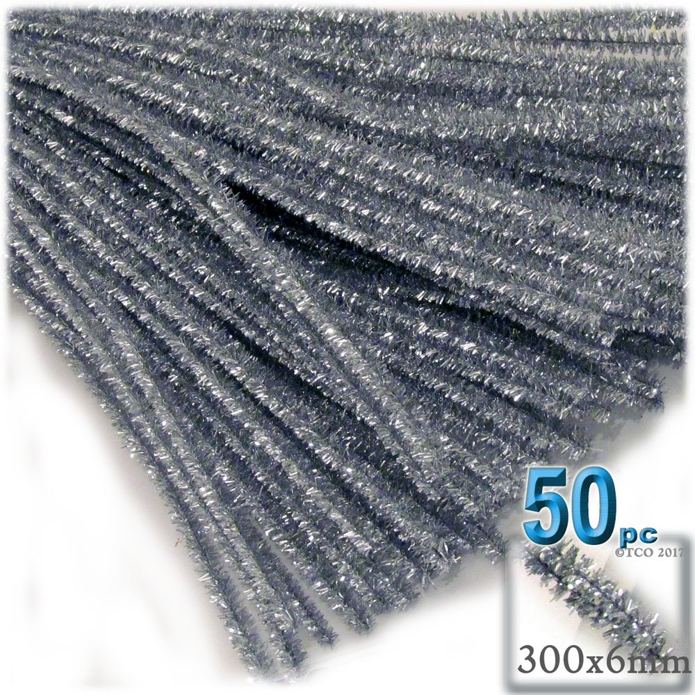 The Crafts Outlet Chenille Sparkly Stems, Pipe Cleaner, 12-in (30-cm), 50-pc, Royal Blue