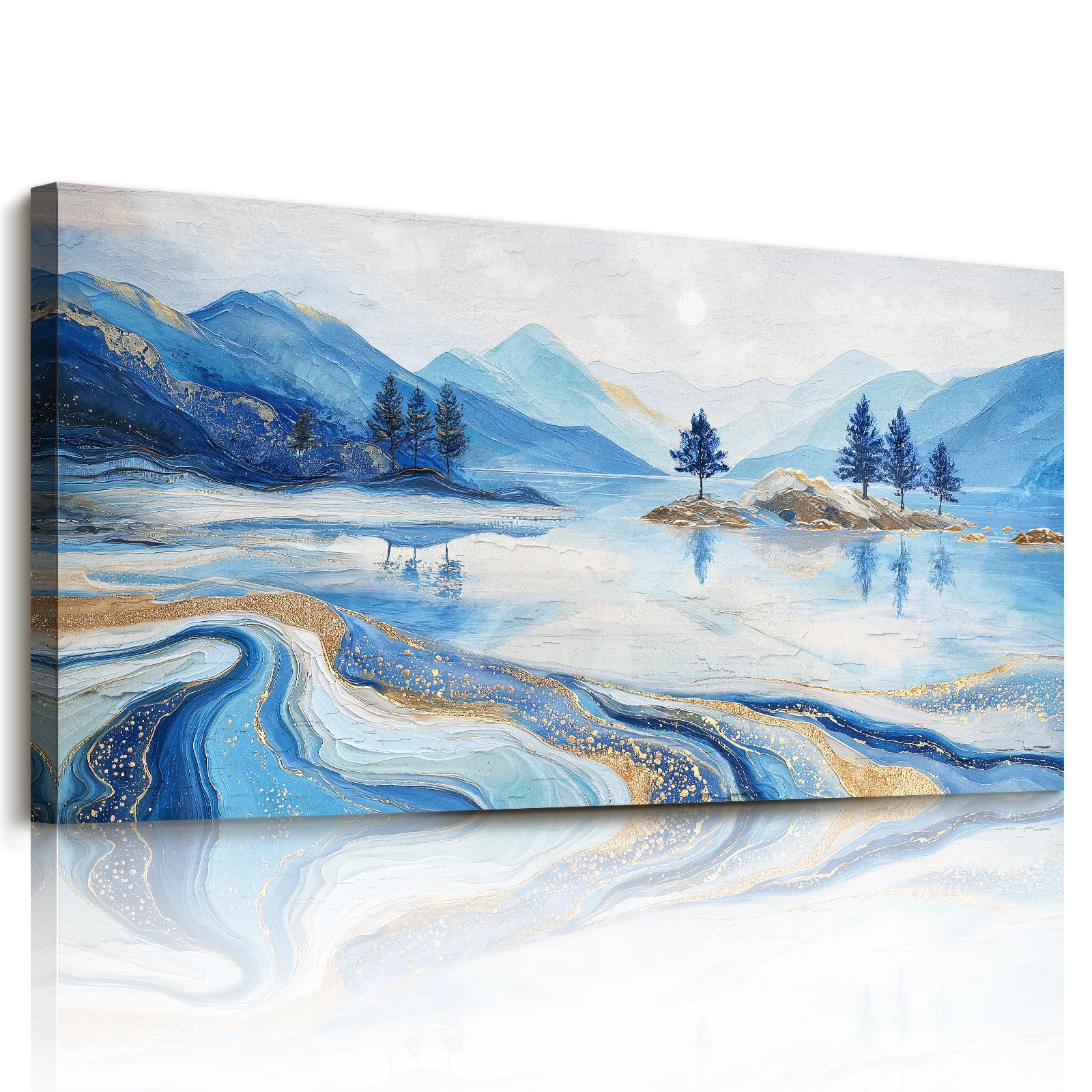 JHHUAMO Canvas Wall Art Large, Abstract Pictures, Frameless Modern Painting, Landscape Wall Decorations, Mountain Artwork for Living Room Bedroom Garden Hallway Office Gallery 20"x40" — image 1