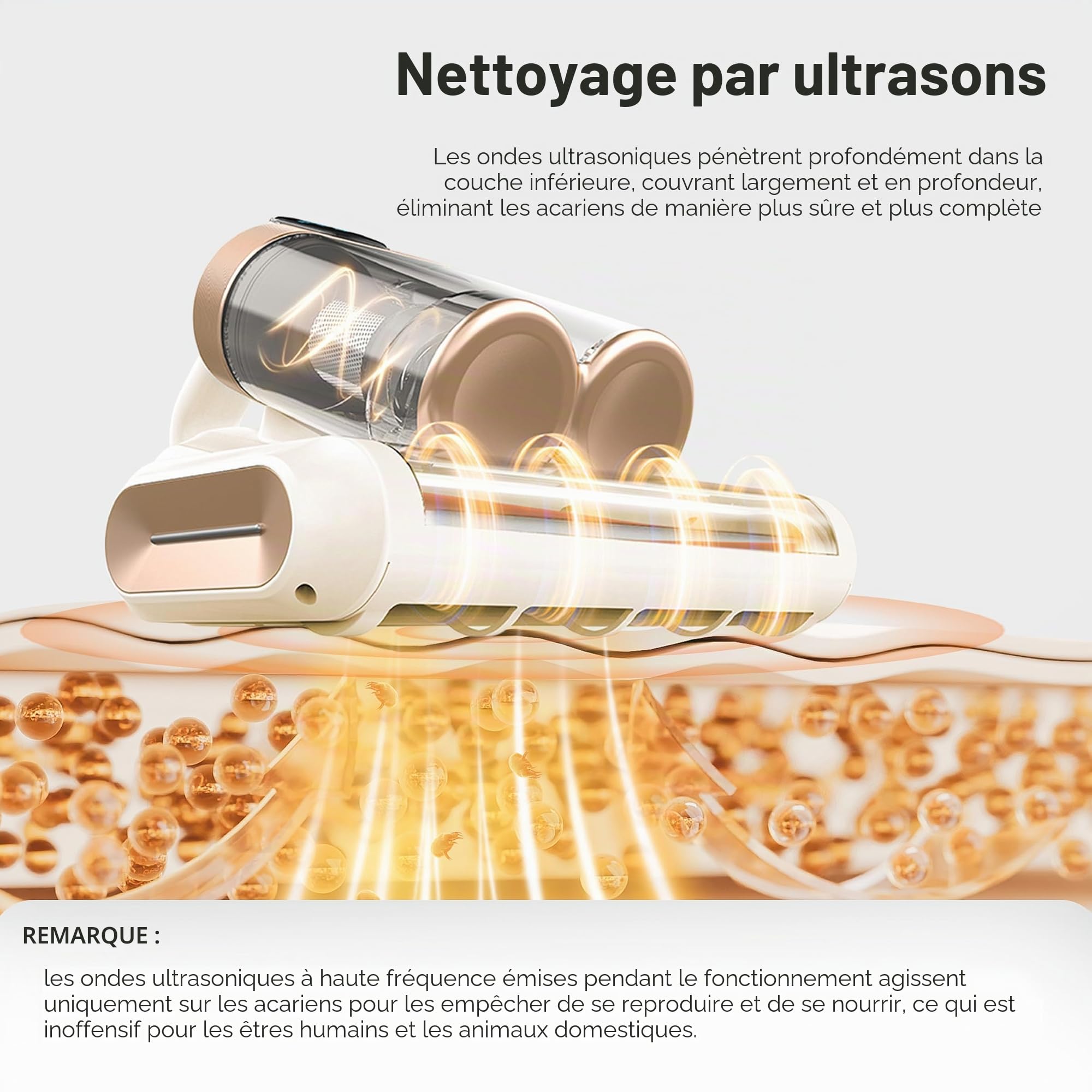 Elecbee Aspirateur de Matelas/Anti-Acariens, 13kPa Aspirateur à Main avec Lumière UV-C et Affichage LED Intelligent, Ultrasons, Double Aspirateur Élimine des Allergènes pour Lit, Canapé et Oreiller