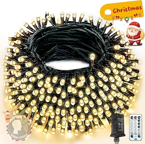 Miniatura 26 de 240 luces LED inteligentes de Navidad que cambian de color controladas por aplicación, cadena de luces RGB parpadeantes impermeables de 95 pies,