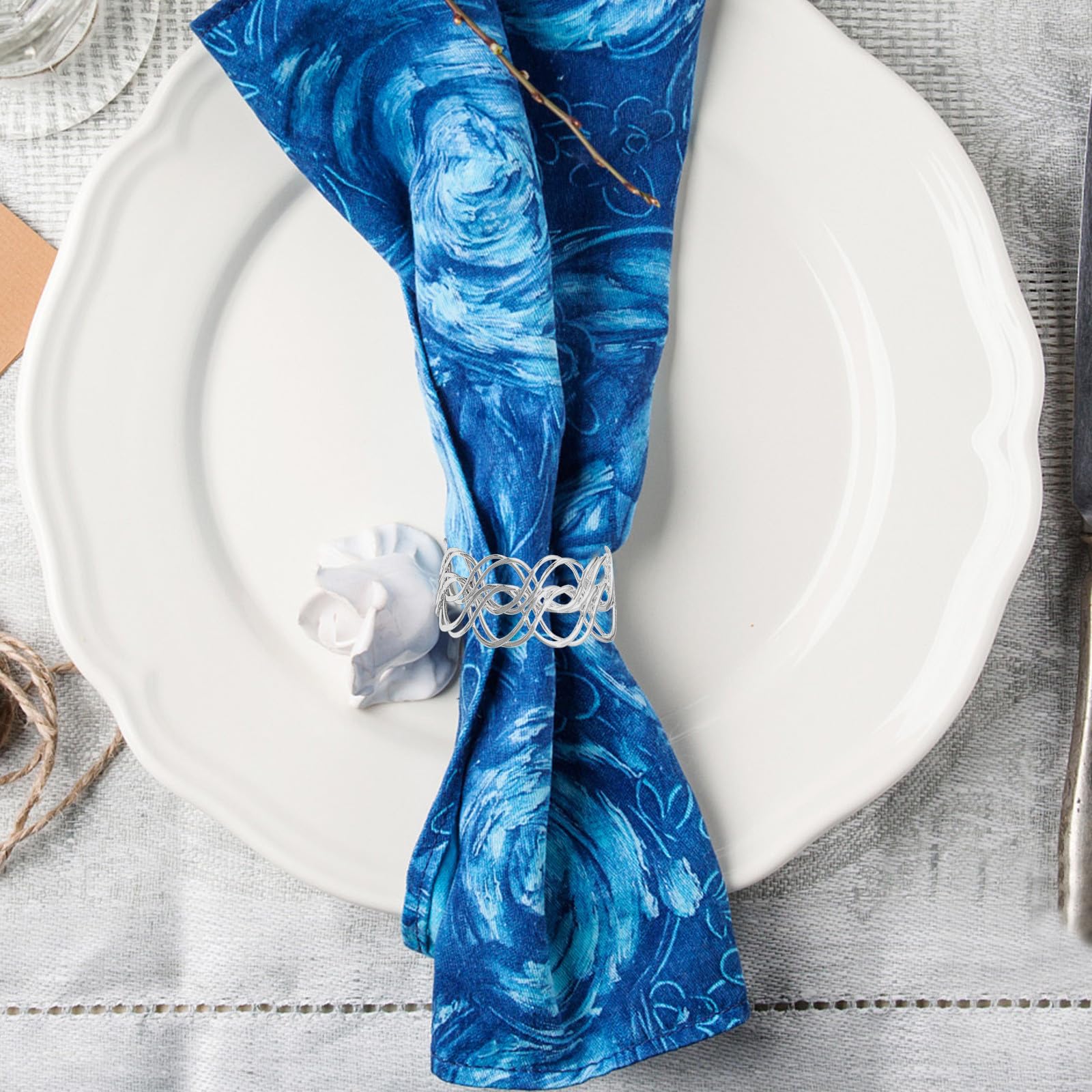 BESPORTBLE Serviettenringe und Glänzende Oberfläche mit Elegantem Unregelmäßigem Webmuster 6 Stück aus Metall Stabile Qualität für Hochzeit und Festliche Tischdekoration