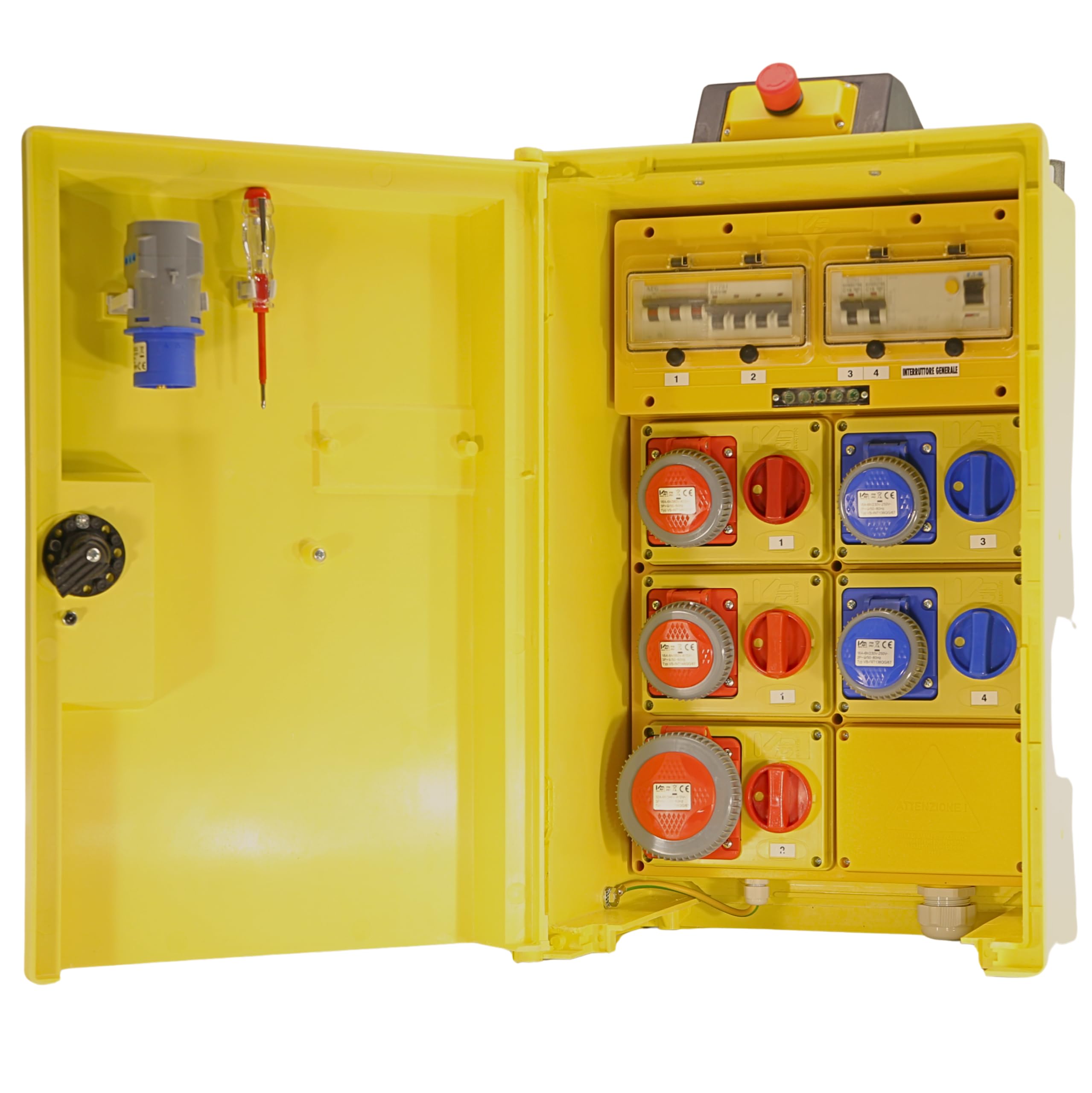ELETTROWATT - Quadro Elettrico da Cantiere 63A 35kW IP65 – Prese Industriali CEE Antipolvere e Impermeabile 230V 3P+N+T Alta Resistenza, Sicurezza Garantita per Cantieri, Officine, Ambienti di Lavoro.