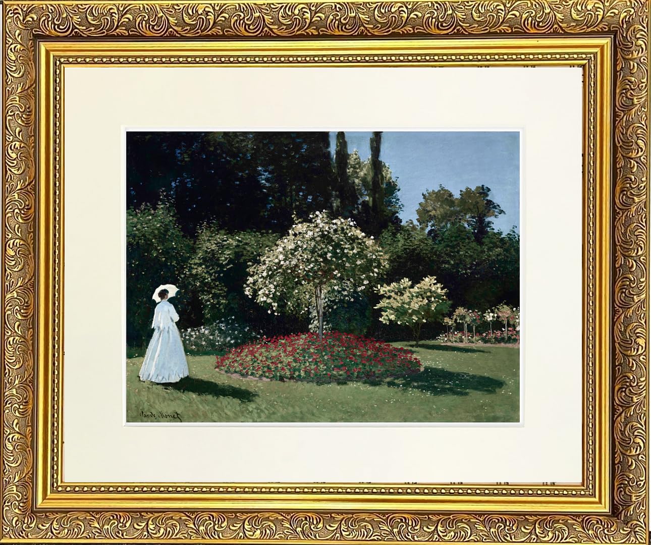 Garden 2 Mounted & Framed Print in Gold Dahlia Frame 22 x 18 Inch — image 1