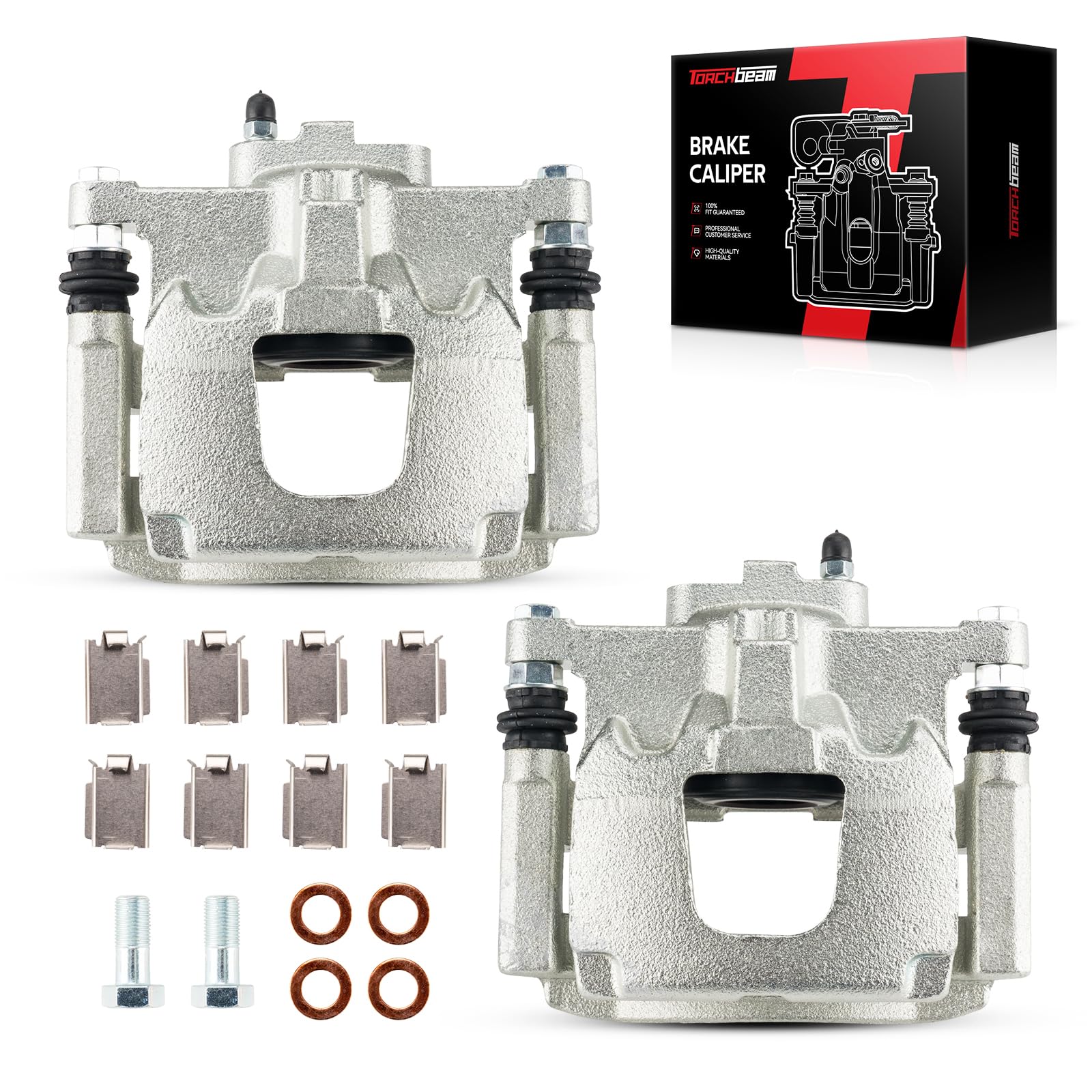 Torchbeam 2PCS Rear Driver and Passenger Side Brake Caliper For Jeep Dodge for 2007-2017 Wrangler, 2008-2012 Liberty, 2007-2011 Nitro, Wrangler JK, Disc Brake Caliper with Bracket # 18B5046+18B5047