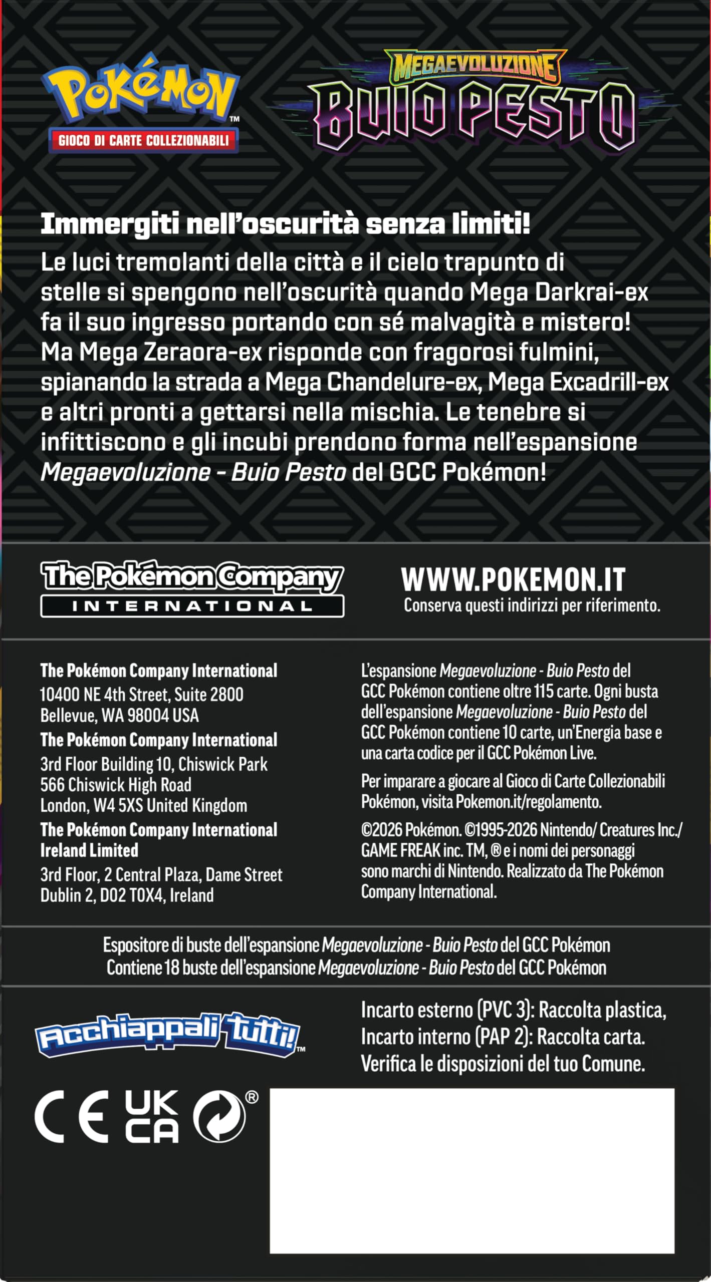 Pokémon: espositore di buste dell’espansione Megaevoluzione - Buio Pesto del GCC Pokémon (18 buste di espansione), Edizione in Italiano