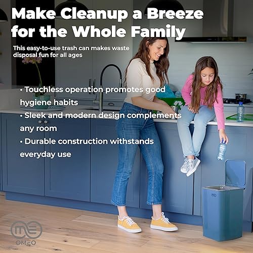 Miniatura 5 de OMEO 2 basureros inteligentes, basurero automático, sin contacto, con sensor de movimiento, resistentes al agua, para el hogar, dormitorio, oficina,