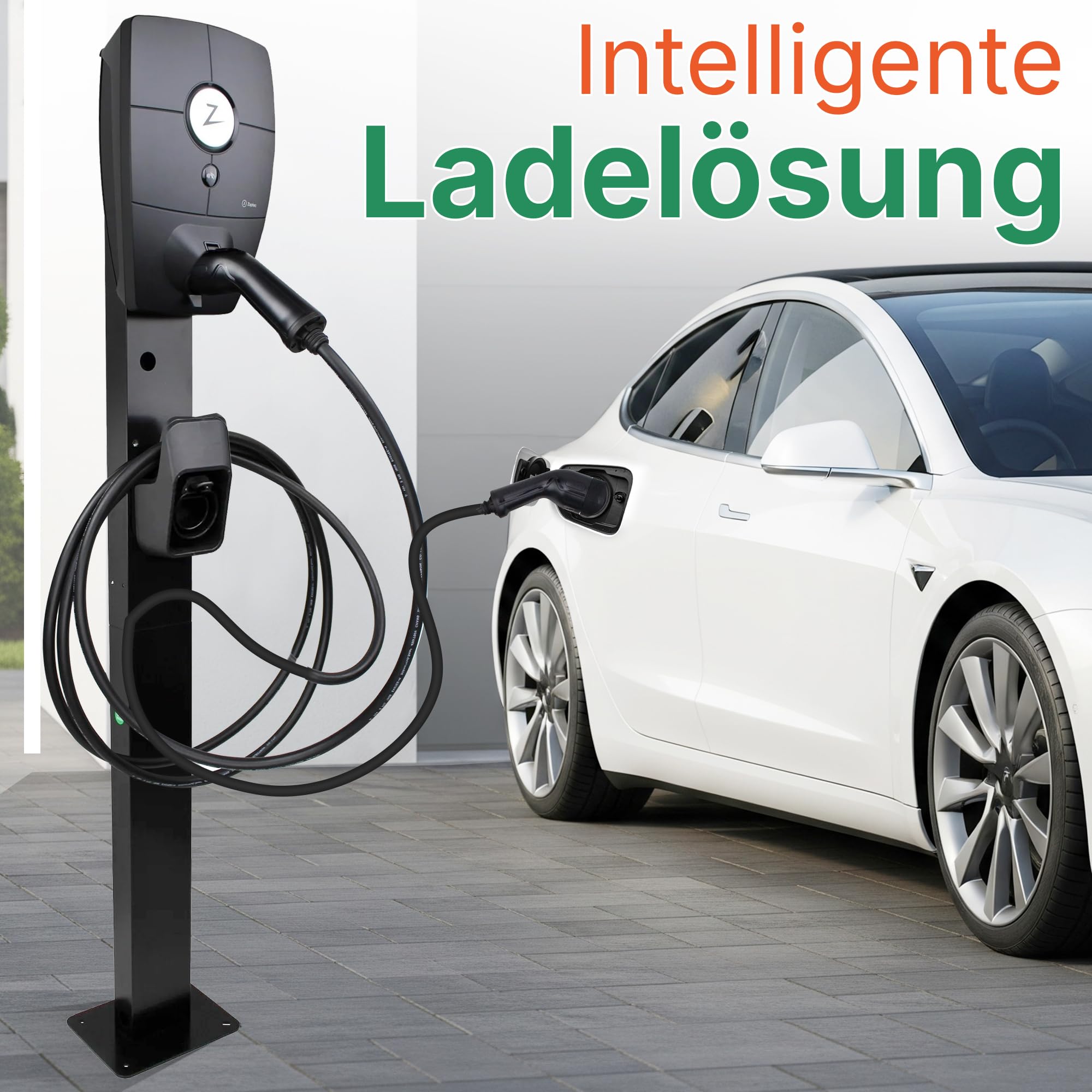 LDY Wallbox stojak do Zaptec Pro, wolnostojąca instalacja na wjeździe lub parkingu, do użytku na zewnątrz, metalowa podstawa z uchwytem na wtyczkę, Wallbox Zaptec Pro