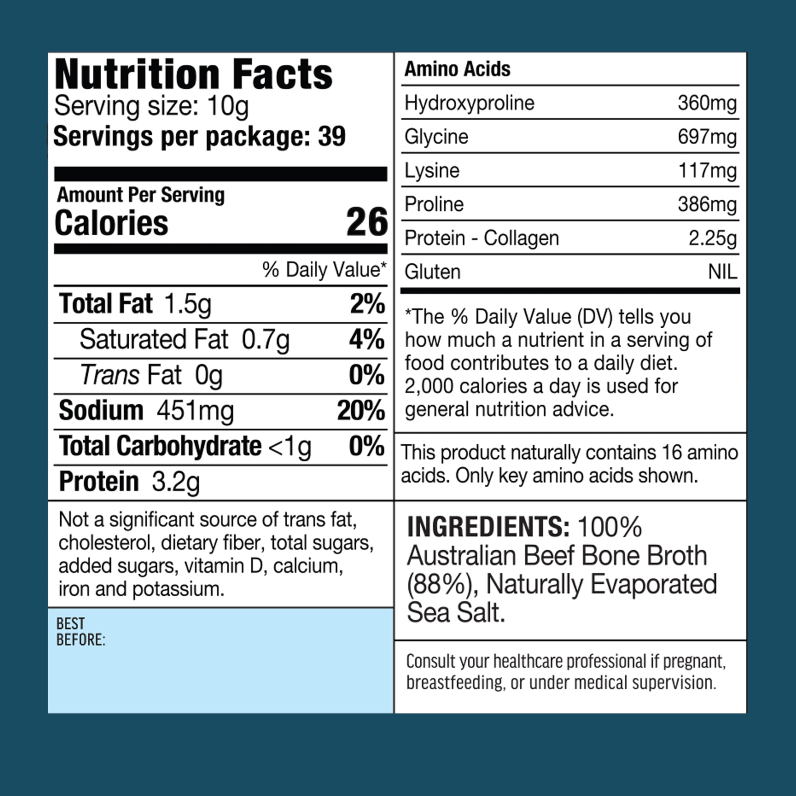 ABBCo Natural Beef Bone Broth Concentrate 13.26 Floz - Made in Australia from Australian Beef Bones, Savoury Cooking Broth Base, Refrigerate After Opening