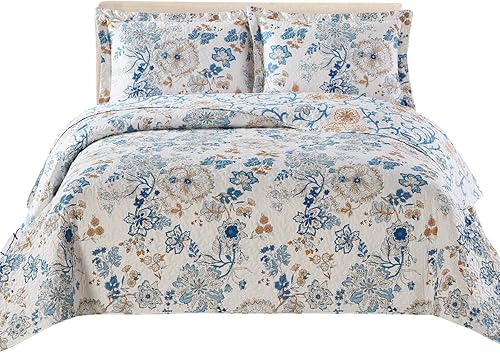 Miniatura 7 de Royal Tradition Ayat-Birds - Juego de edredón reversible tamaño King de 3 piezas (110 pulgadas de ancho x 96 pulgadas de largo) colcha ligera