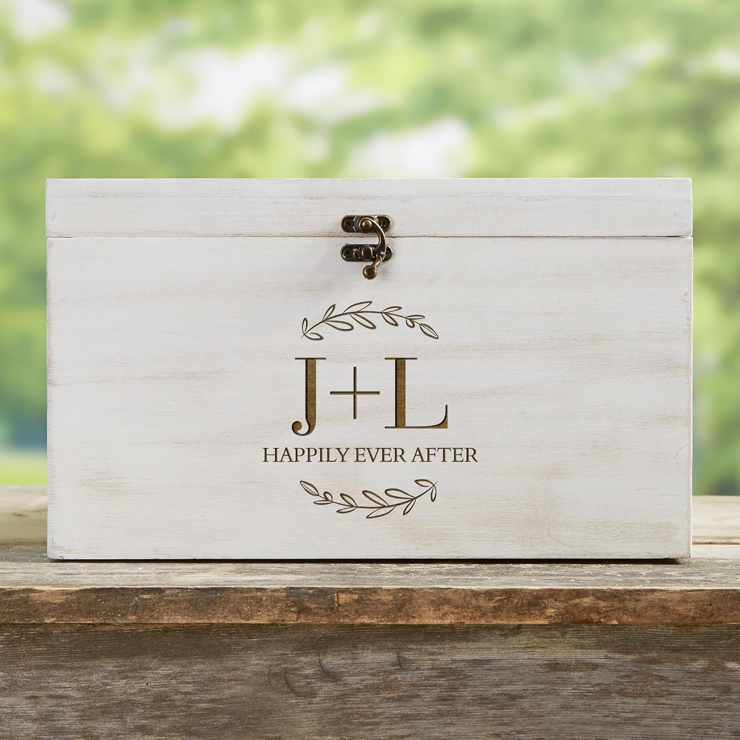 Personalization Universe Their Initials Engraved Wedding Wooden Keepsake Card Box