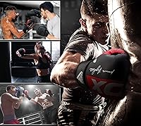Vista 4 de Guantes de boxeo RDX, guantes de entrenamiento de cuero Maya para Muay Thai, kickboxing, sparring, saco de boxeo, guantes de kickboxing
