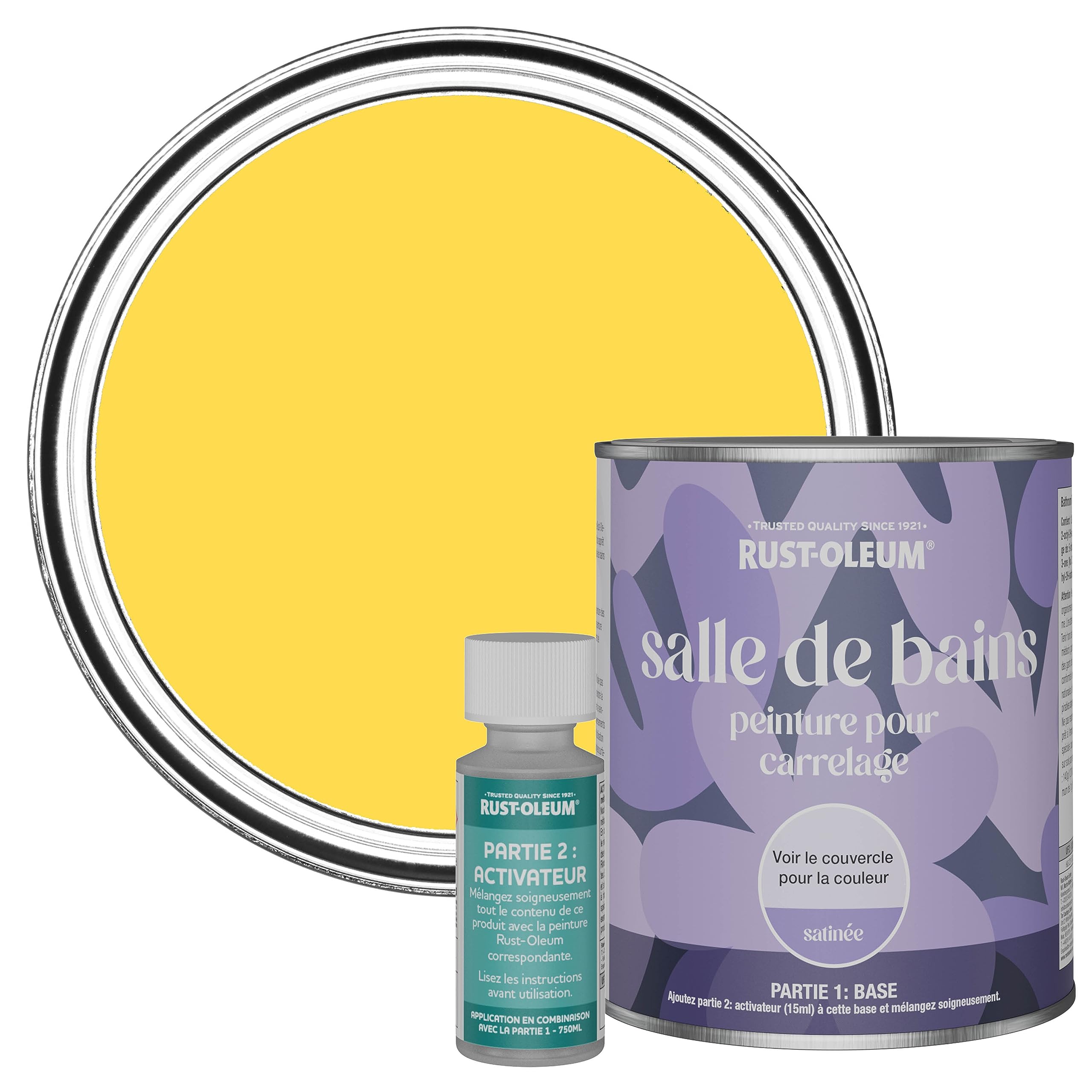 Rust-Oleum Peinture Jaune Résistante à l'eau pour Carrelage de Salle de Bain, Finition Satinée - Sorbet Citron 750ml